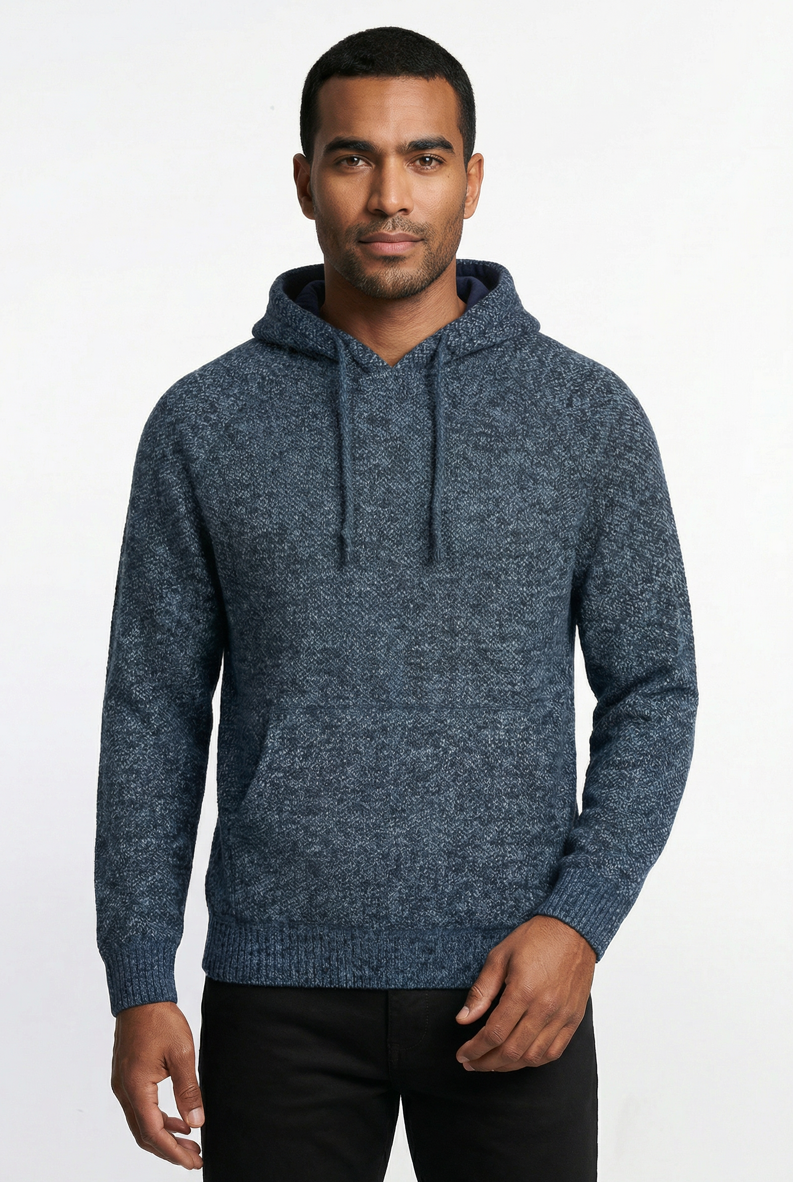 Blusão grosso de malha masculino com capuz 90150