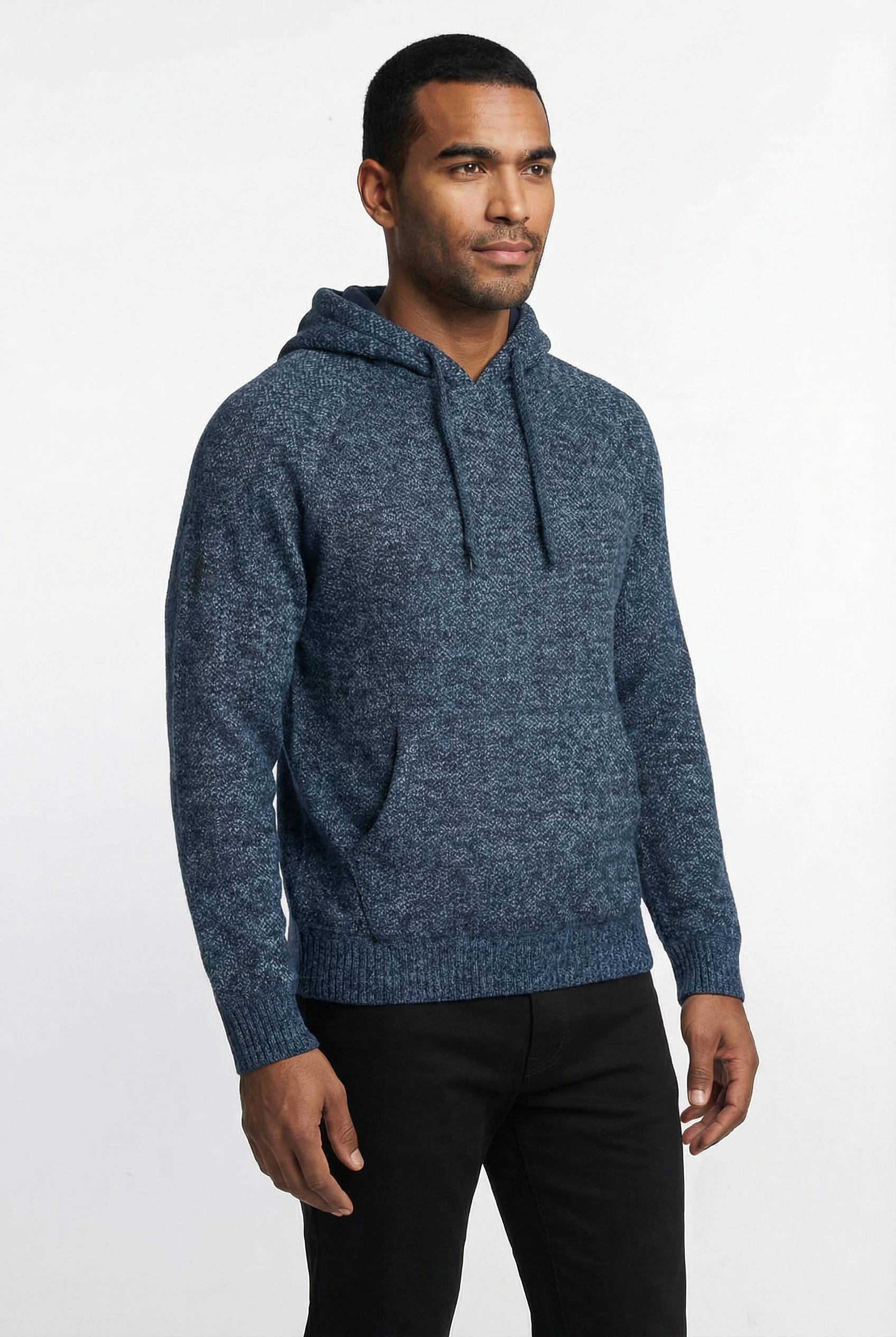 Blusão grosso de malha masculino com capuz 90150