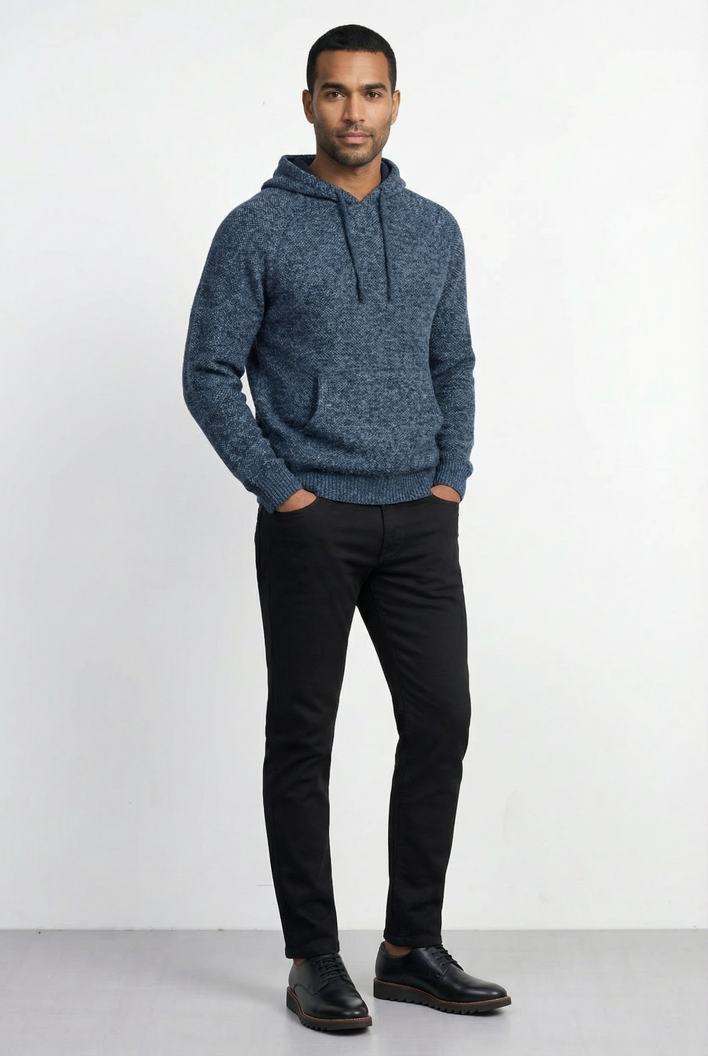 Blusão grosso de malha masculino com capuz 90150