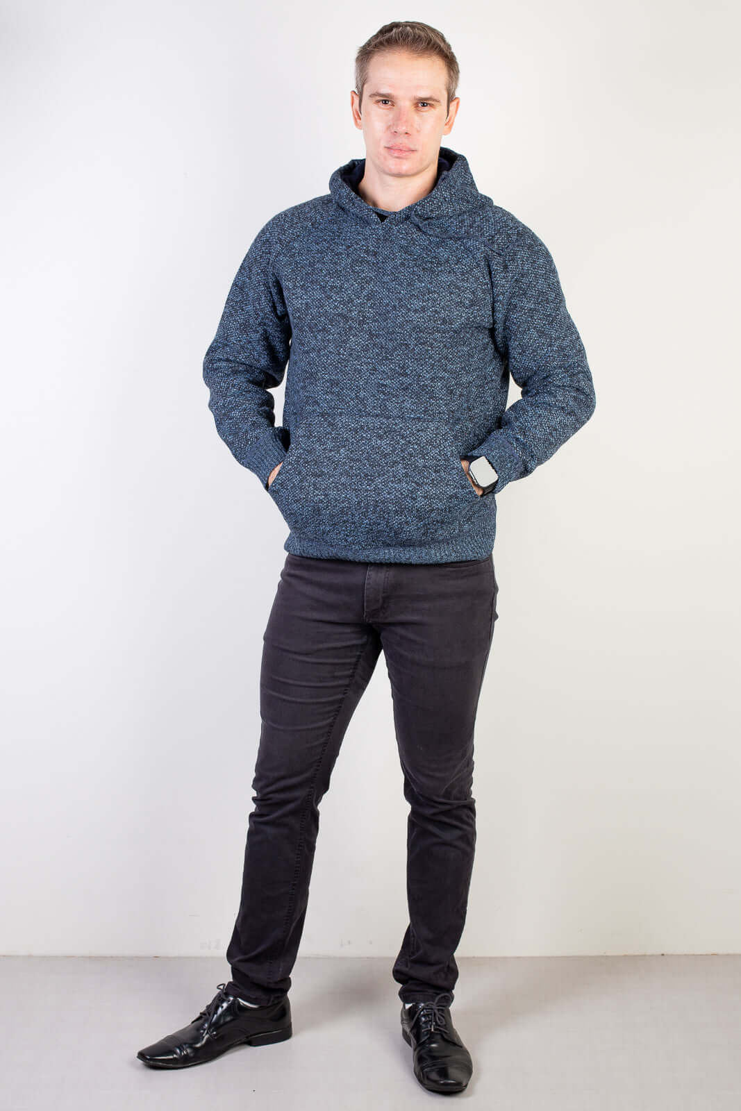 Blusão grosso de malha masculino com capuz 90150 - Enluaze