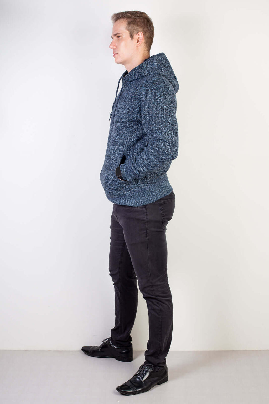 Blusão grosso de malha masculino com capuz 90150 - Enluaze