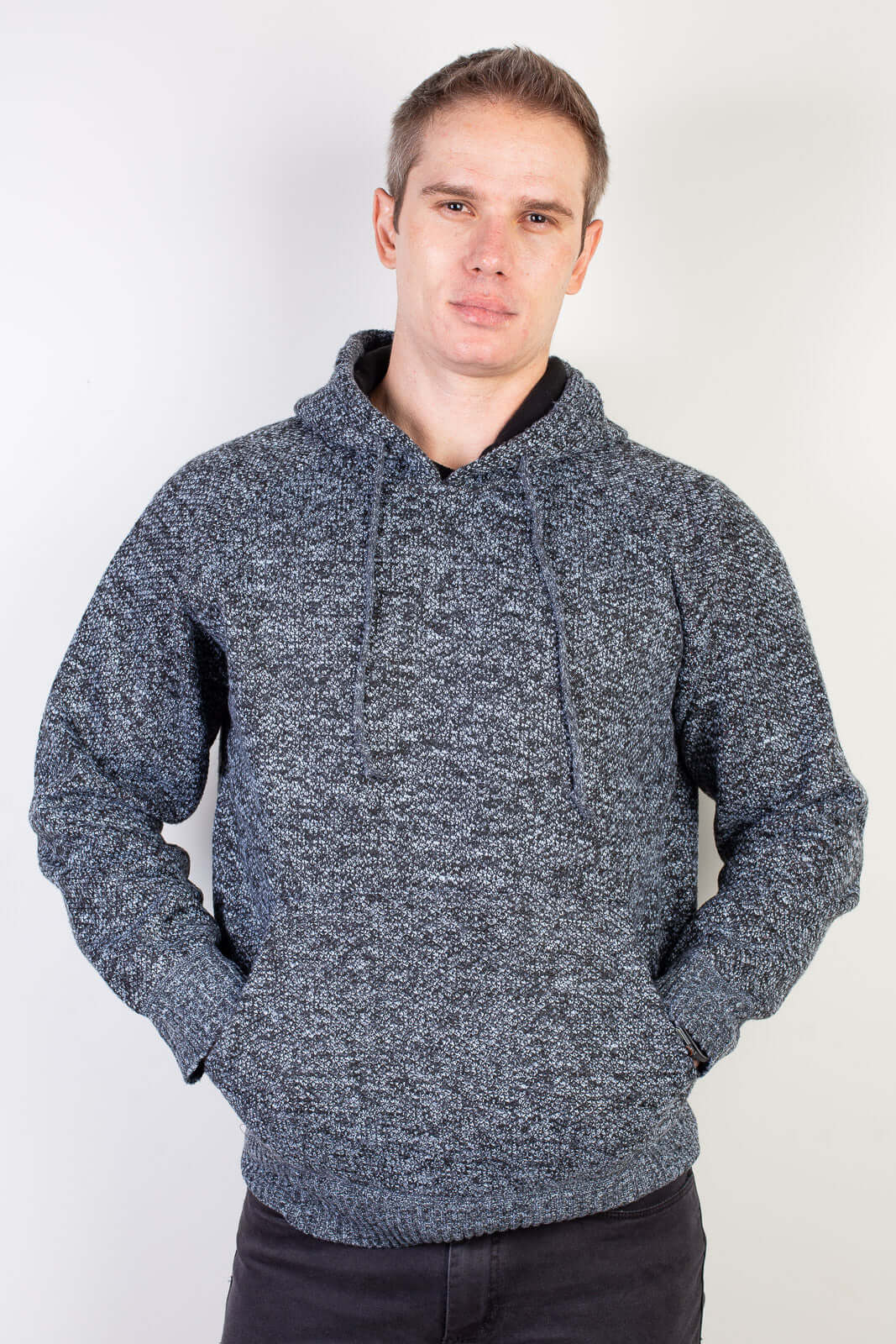 Blusão grosso de malha masculino com capuz 90150 - Enluaze