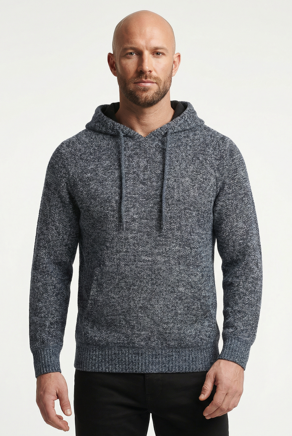 Blusão grosso de malha masculino com capuz 90150