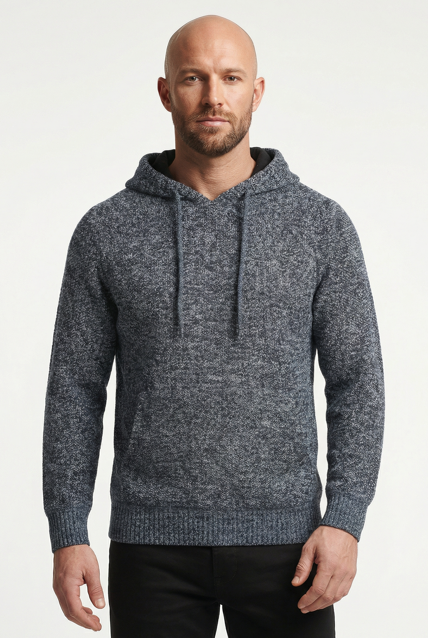 Blusão grosso de malha masculino com capuz 90150