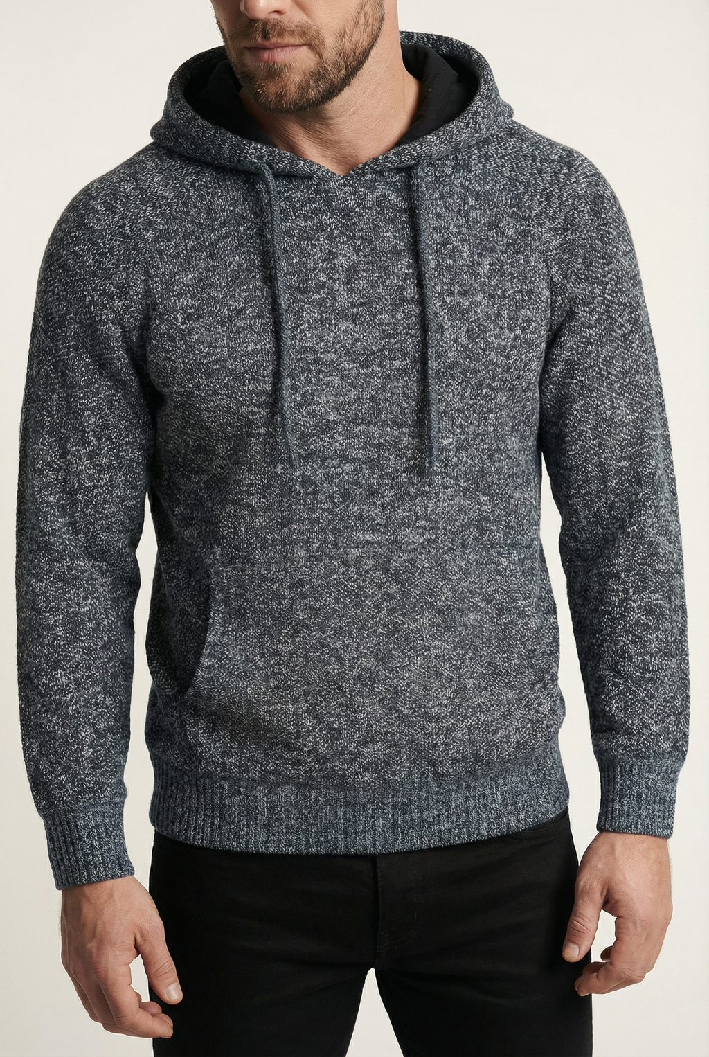 Blusão grosso de malha masculino com capuz 90150