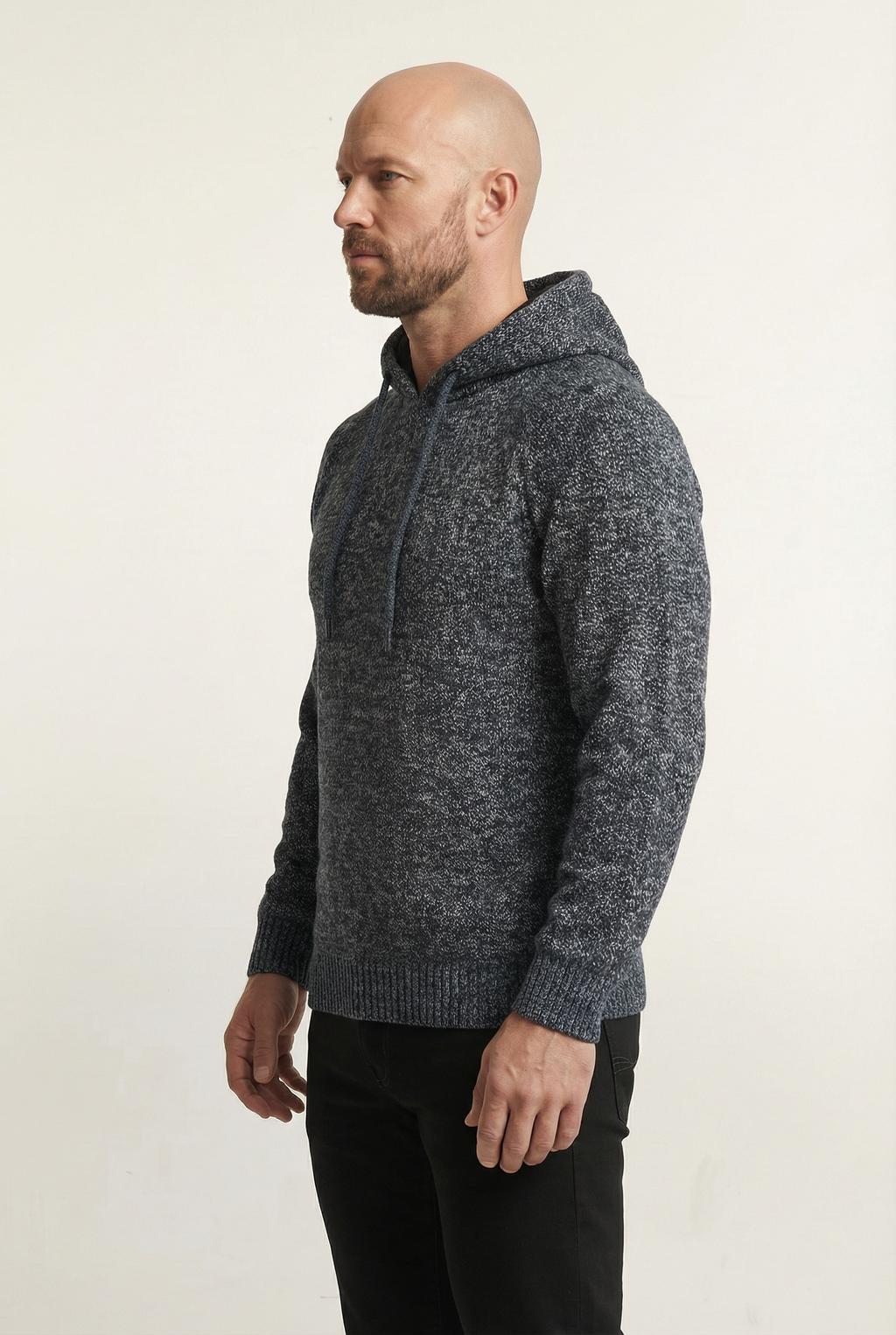 Blusão grosso de malha masculino com capuz 90150