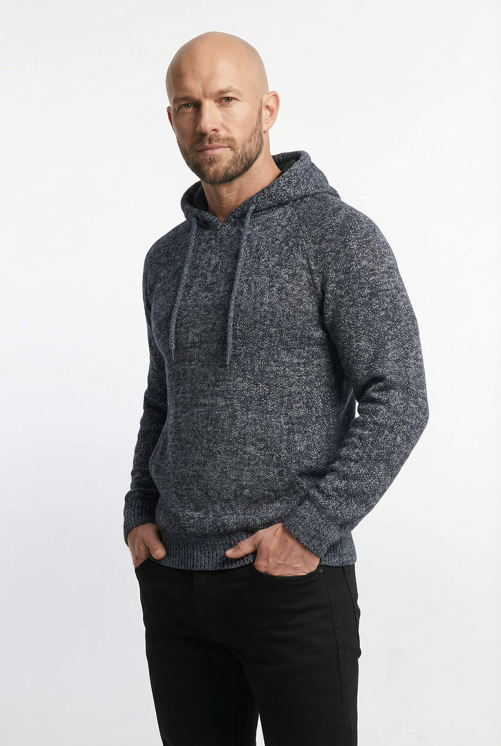 Blusão grosso de malha masculino com capuz 90150