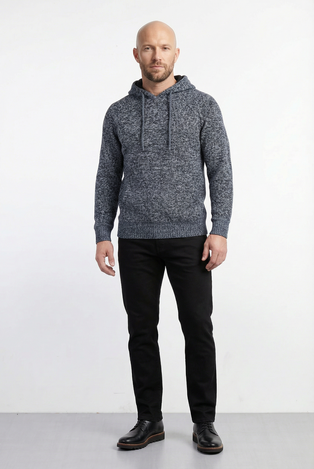 Blusão grosso de malha masculino com capuz 90150