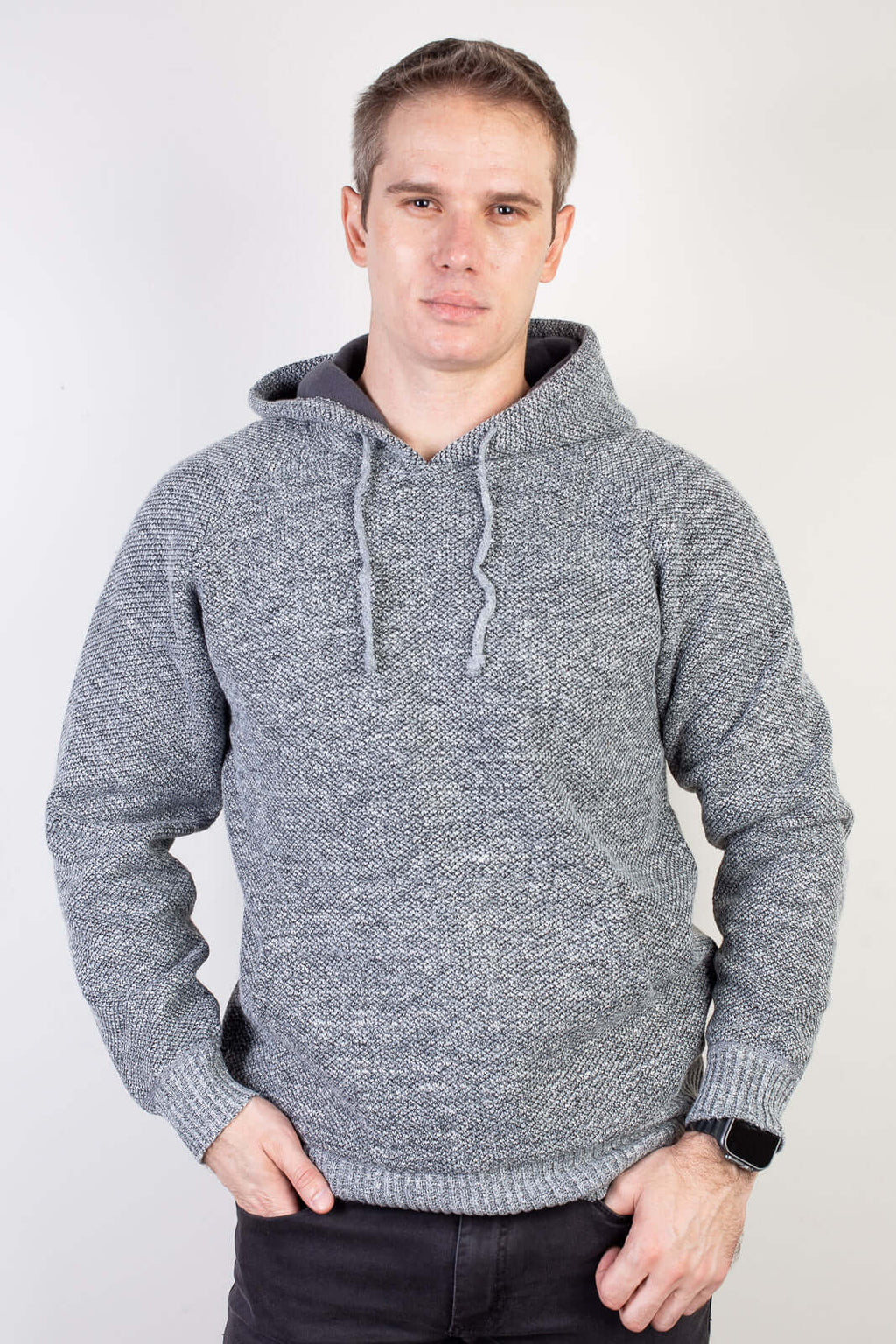 Blusão grosso de malha masculino com capuz 90150 - Enluaze