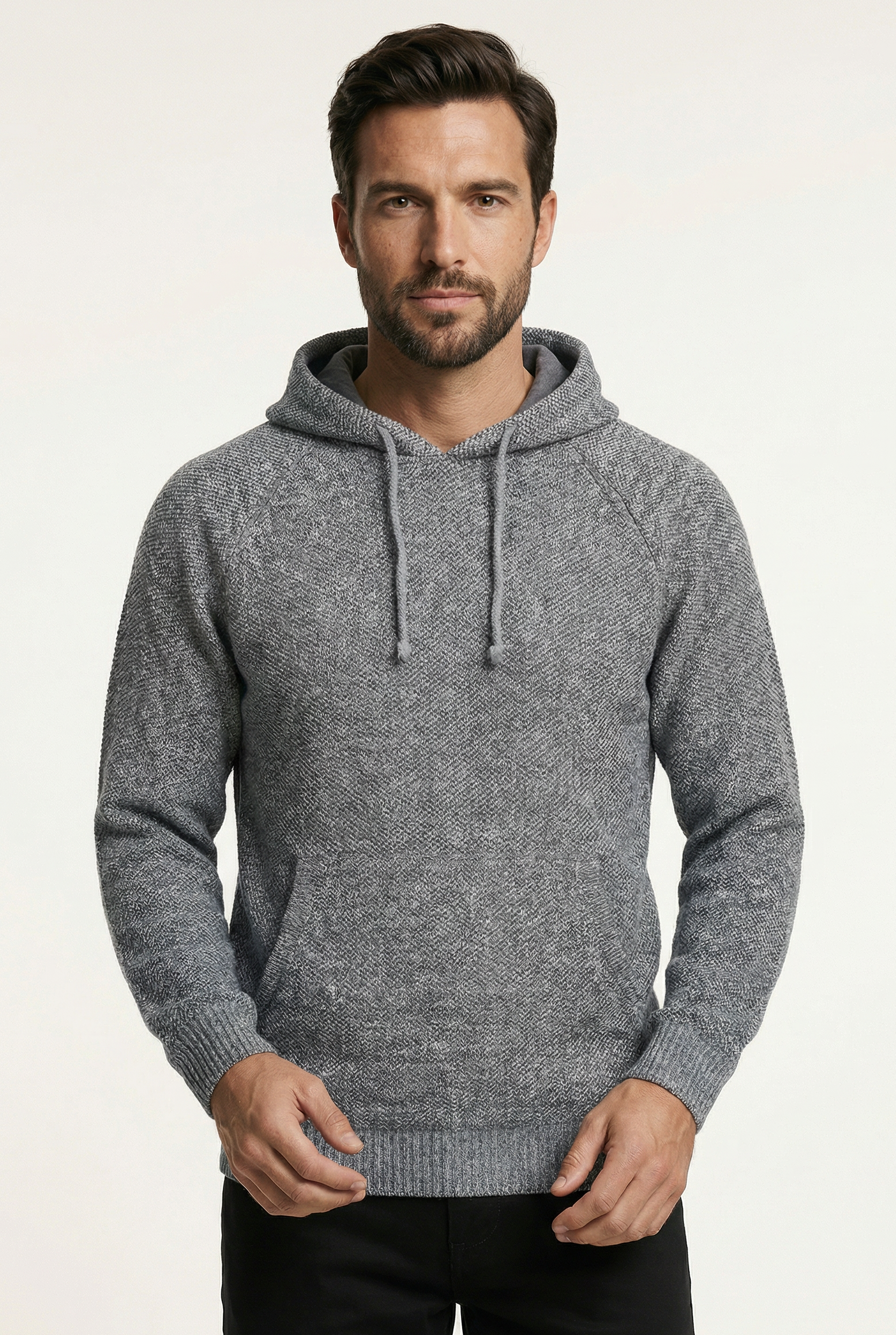 Blusão grosso de malha masculino com capuz 90150