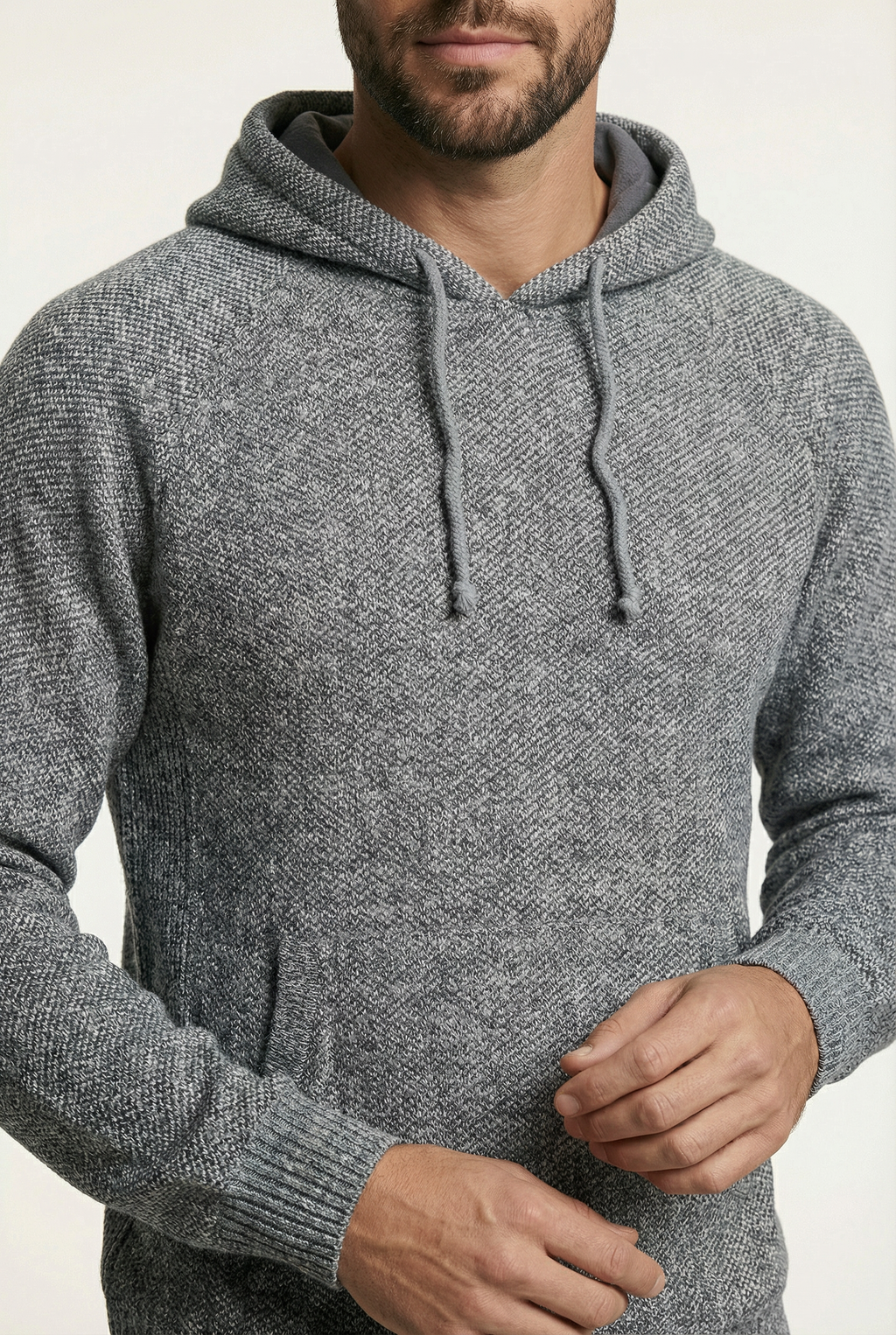 Blusão grosso de malha masculino com capuz 90150