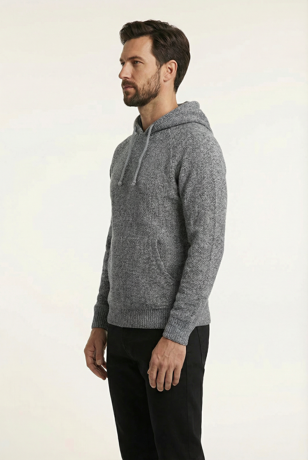 Blusão grosso de malha masculino com capuz 90150