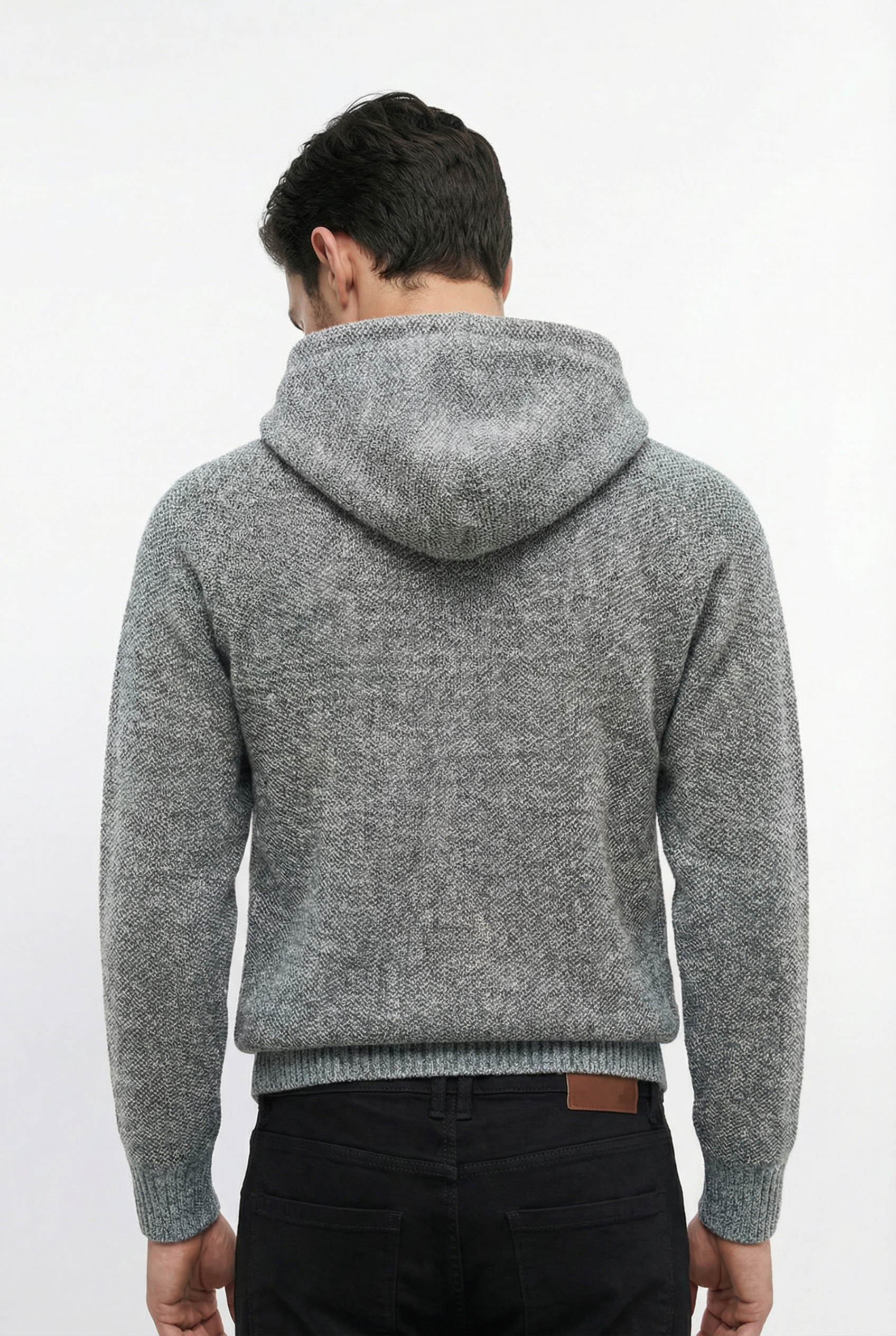 Blusão grosso de malha masculino com capuz 90150