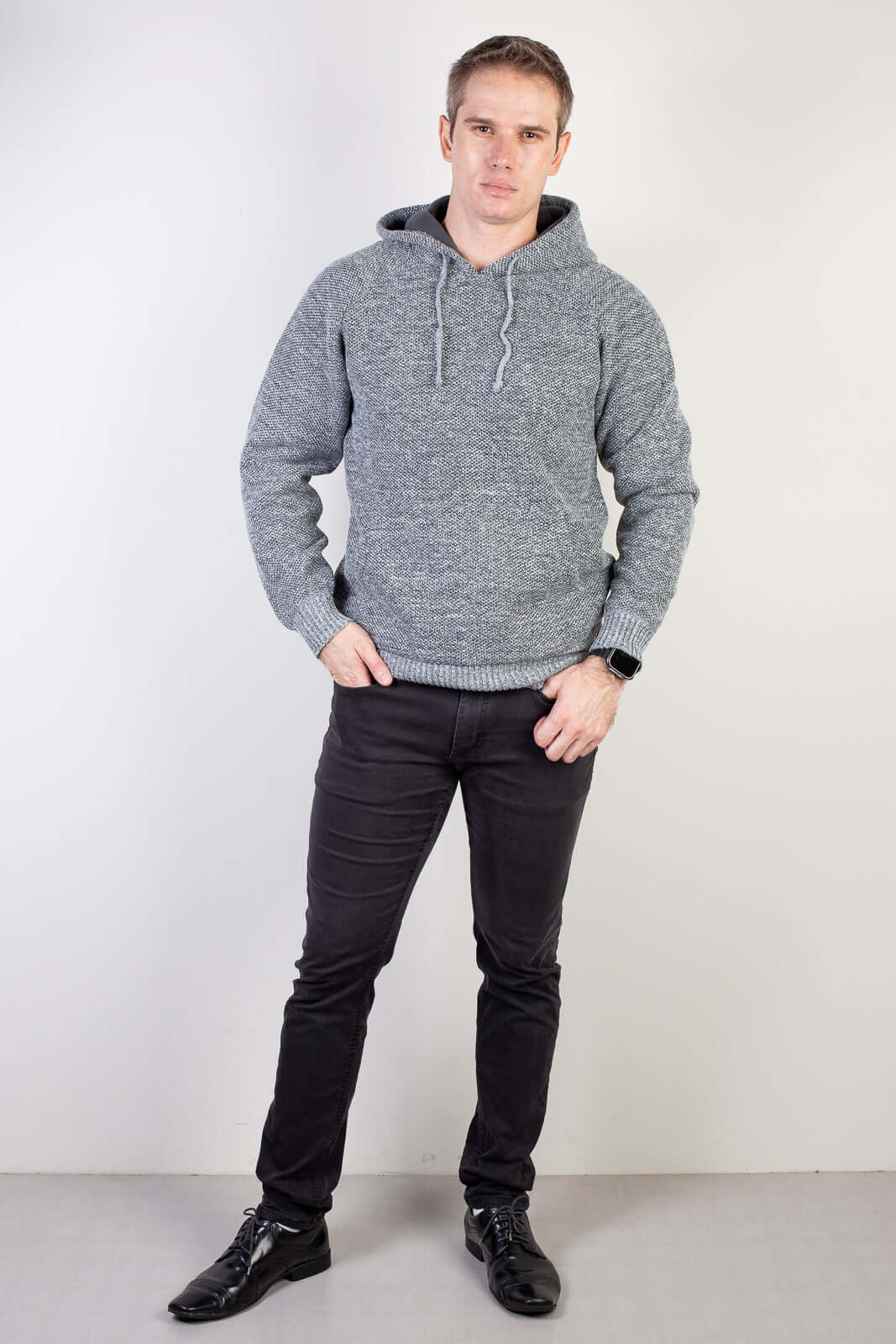 Blusão grosso de malha masculino com capuz 90150 - Enluaze