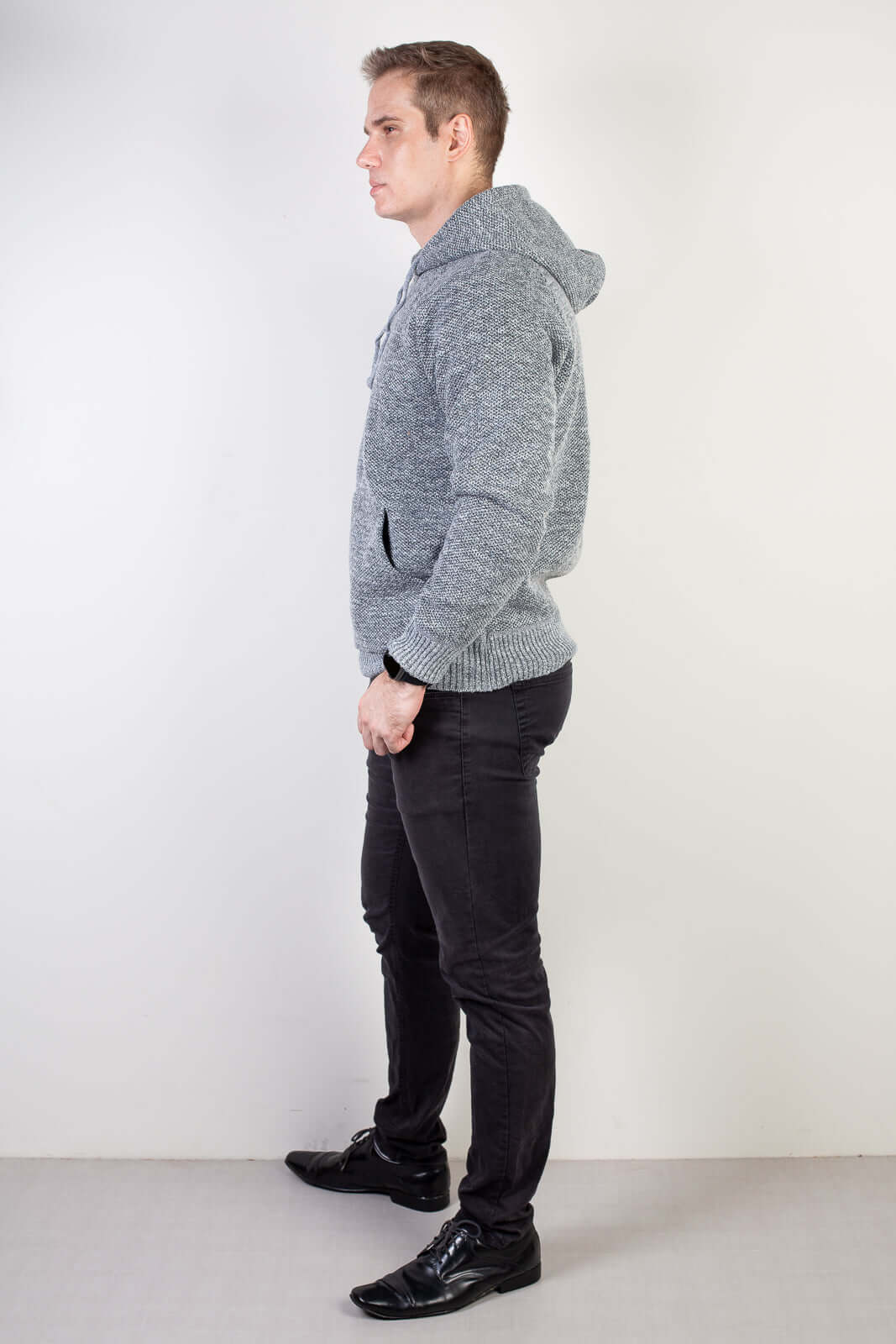 Blusão grosso de malha masculino com capuz 90150 - Enluaze