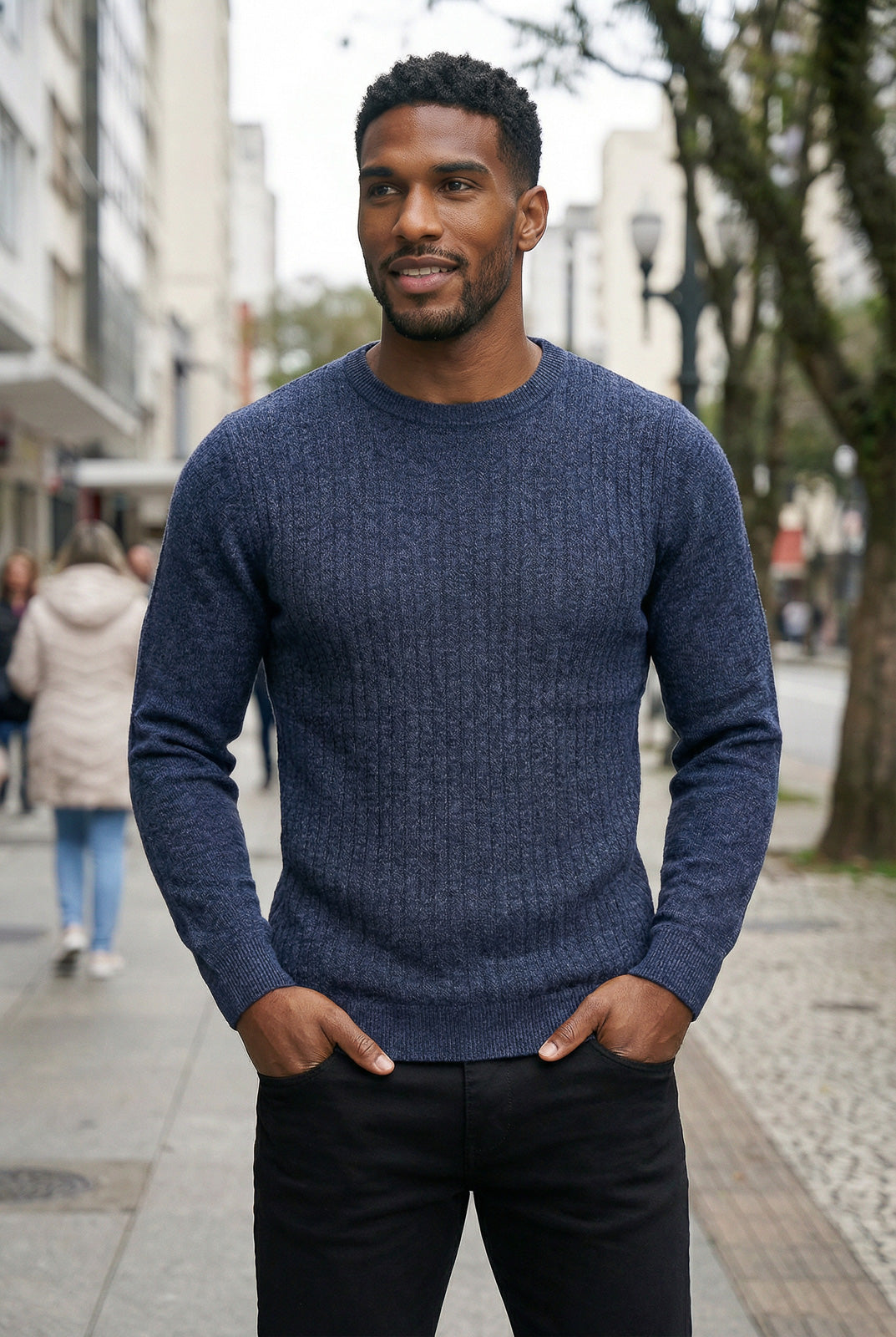 Blusa de malha masculina gola redonda 90184