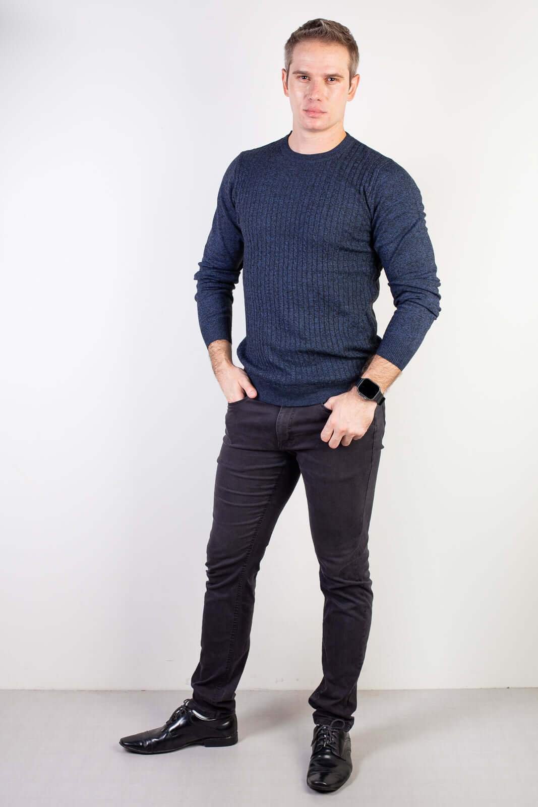 Blusa de malha masculina gola redonda 90184 - Enluaze