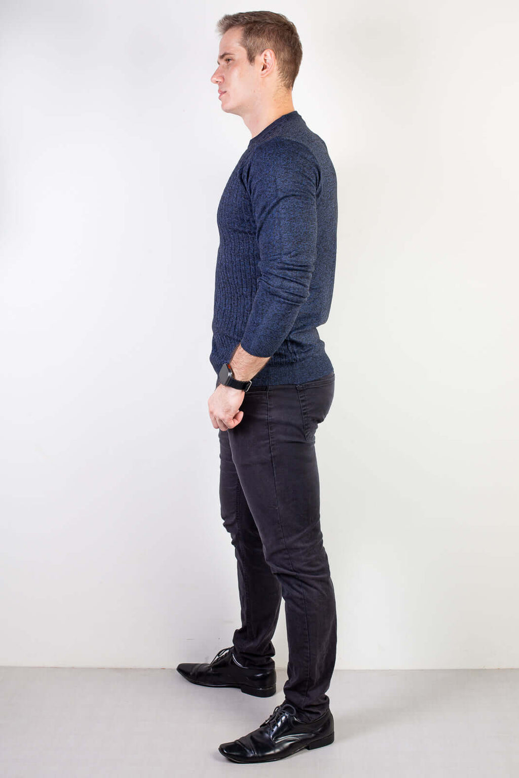 Blusa de malha masculina gola redonda 90184 - Enluaze