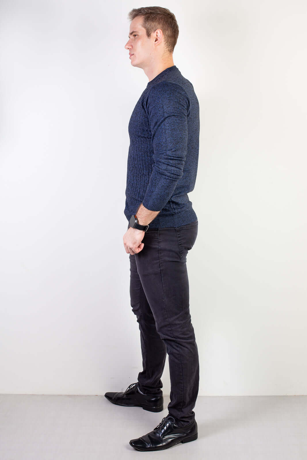 Blusa de malha masculina gola redonda 90184 - Enluaze