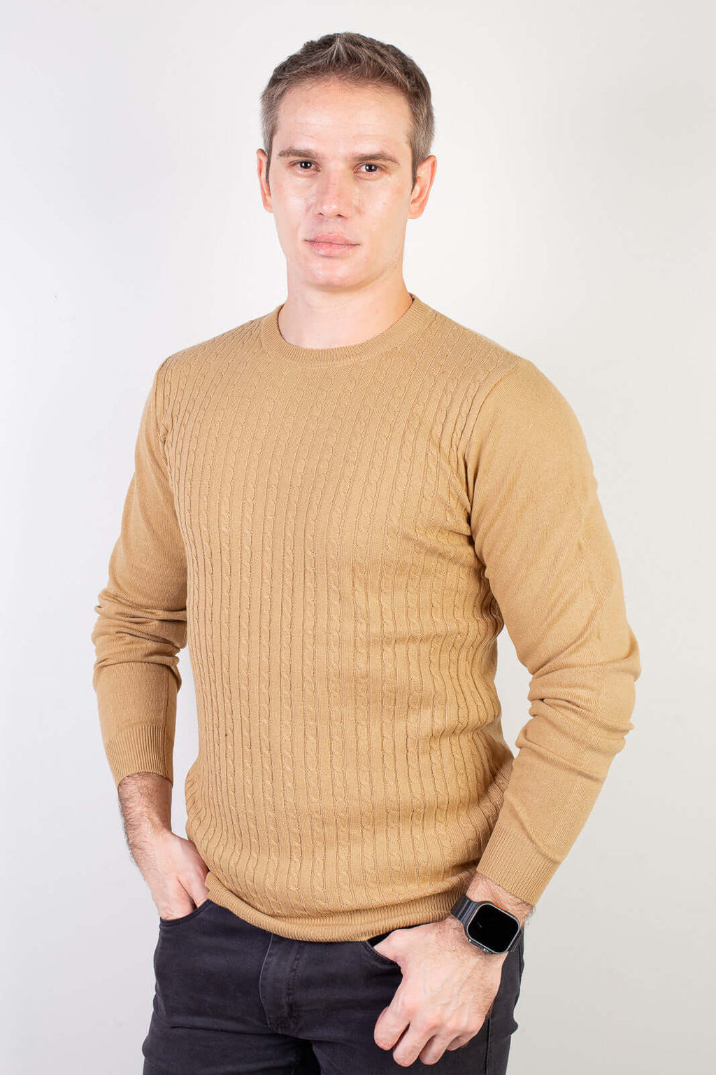 Blusa de malha masculina gola redonda 90184 - Enluaze