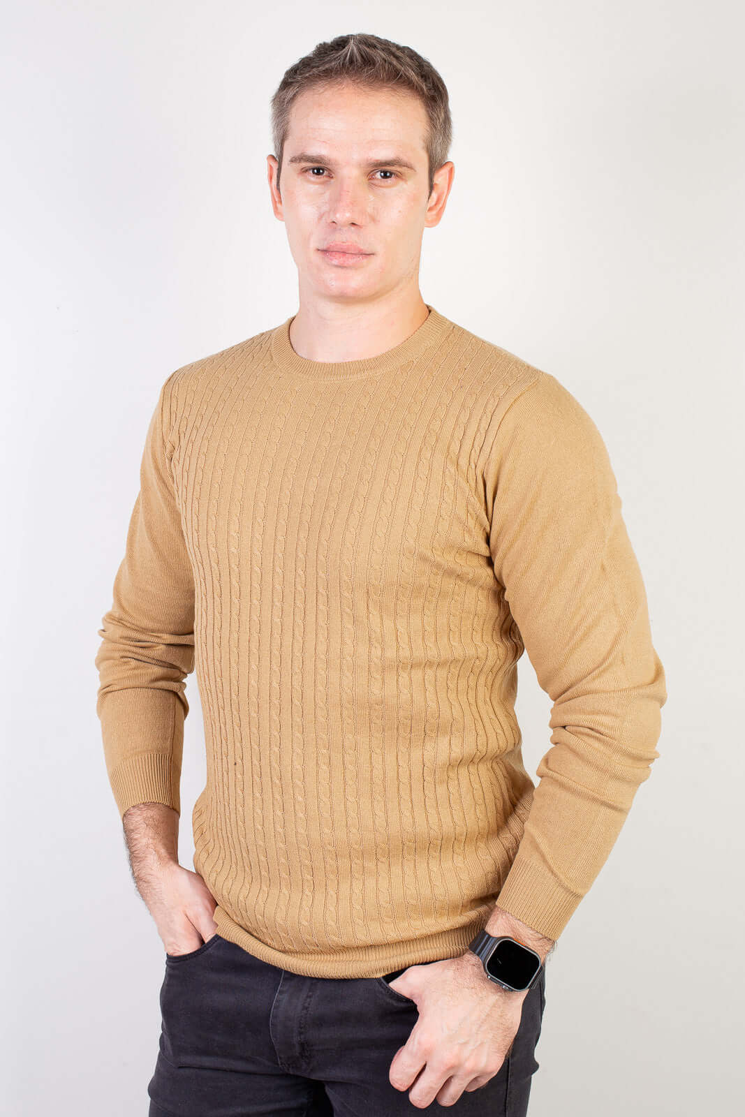 Blusa de malha masculina gola redonda 90184 - Enluaze