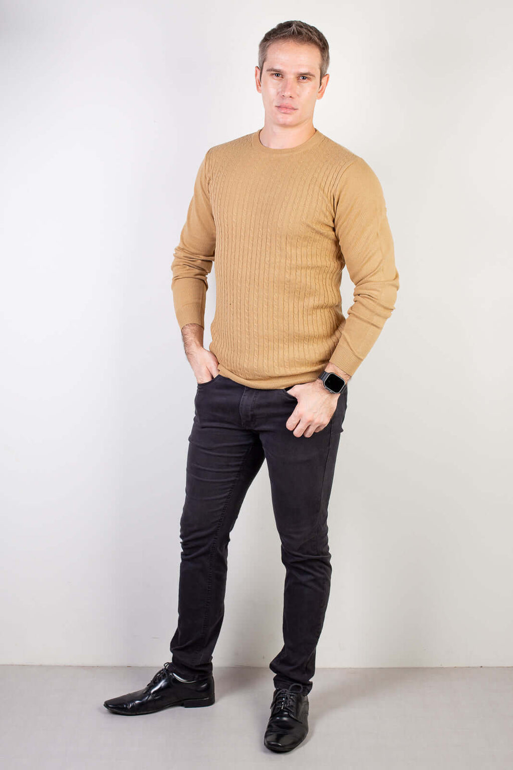 Blusa de malha masculina gola redonda 90184 - Enluaze