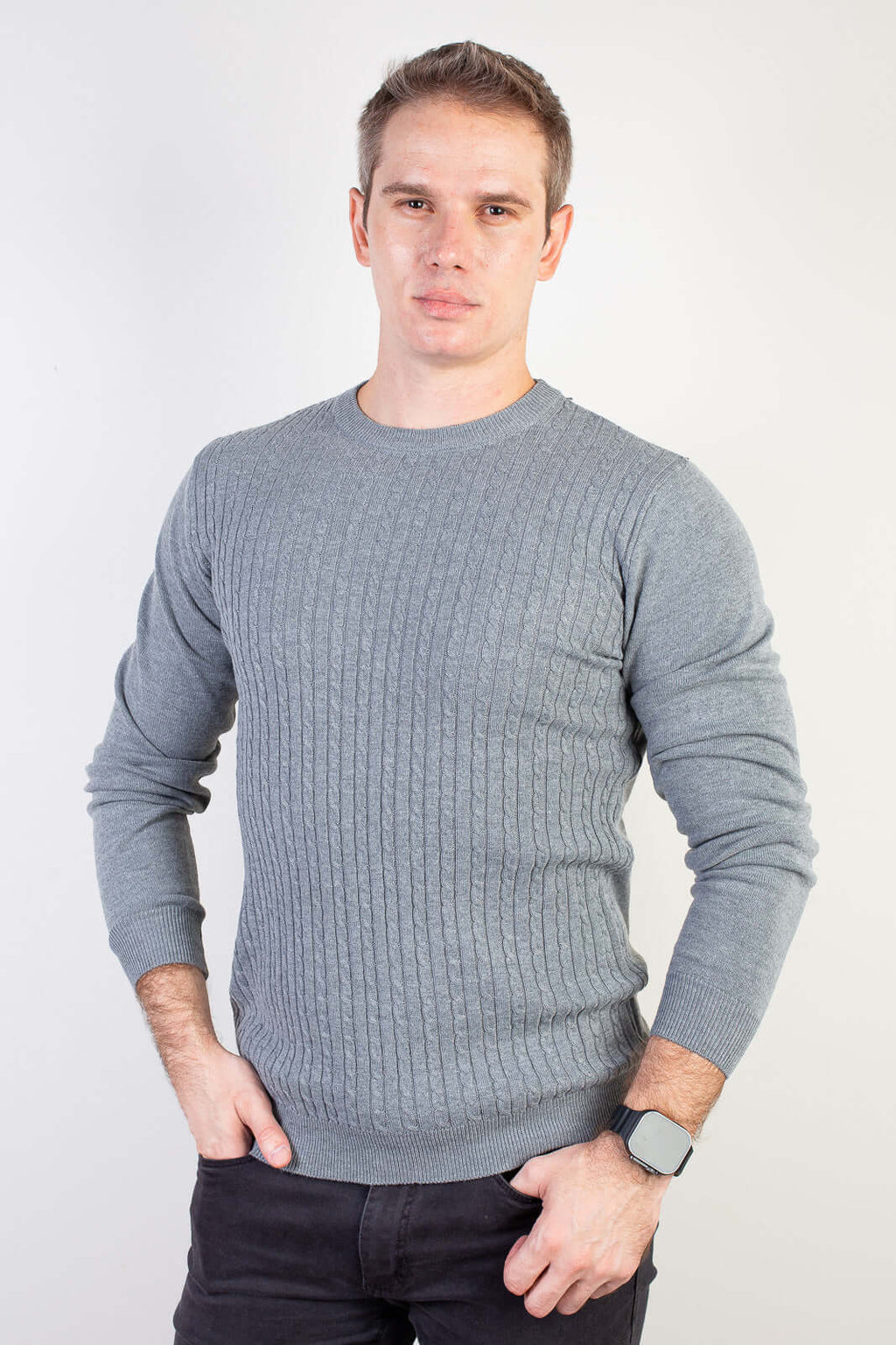 Blusa de malha masculina gola redonda 90184 - Enluaze