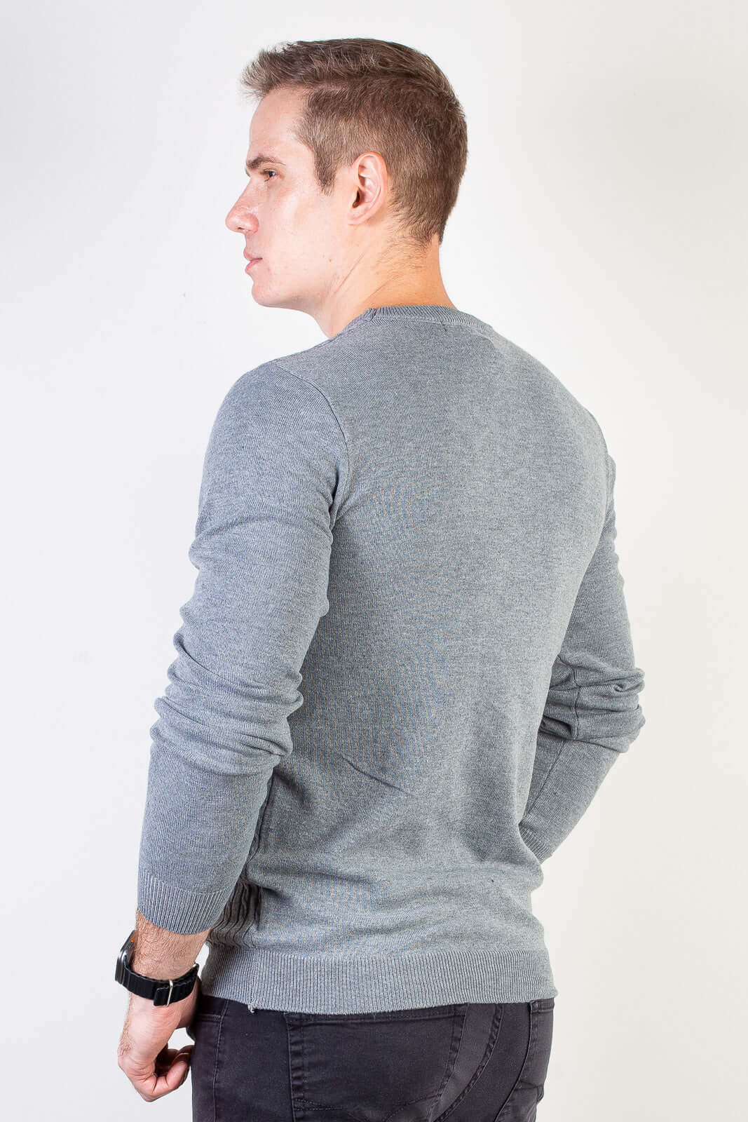 Blusa de malha masculina gola redonda 90184 - Enluaze