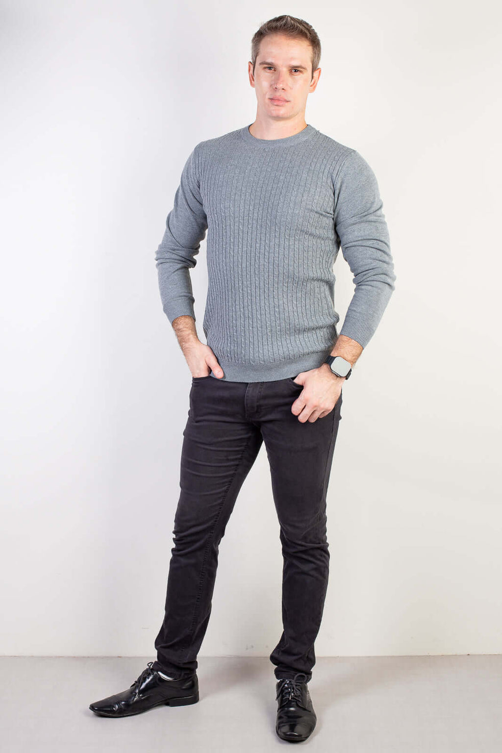 Blusa de malha masculina gola redonda 90184 - Enluaze