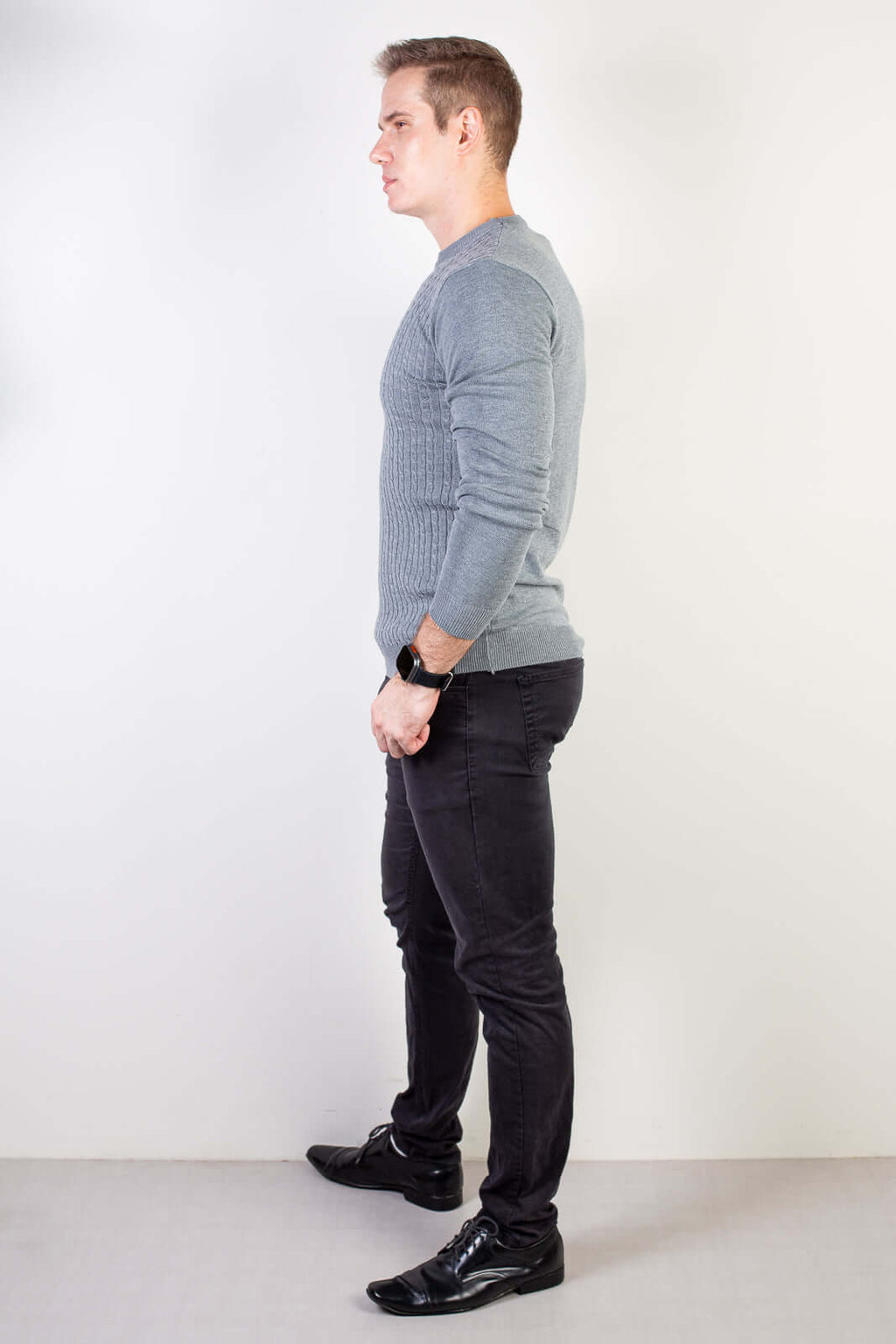 Blusa de malha masculina gola redonda 90184 - Enluaze