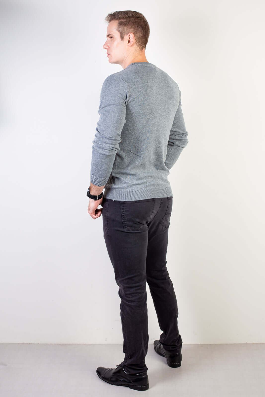 Blusa de malha masculina gola redonda 90184 - Enluaze