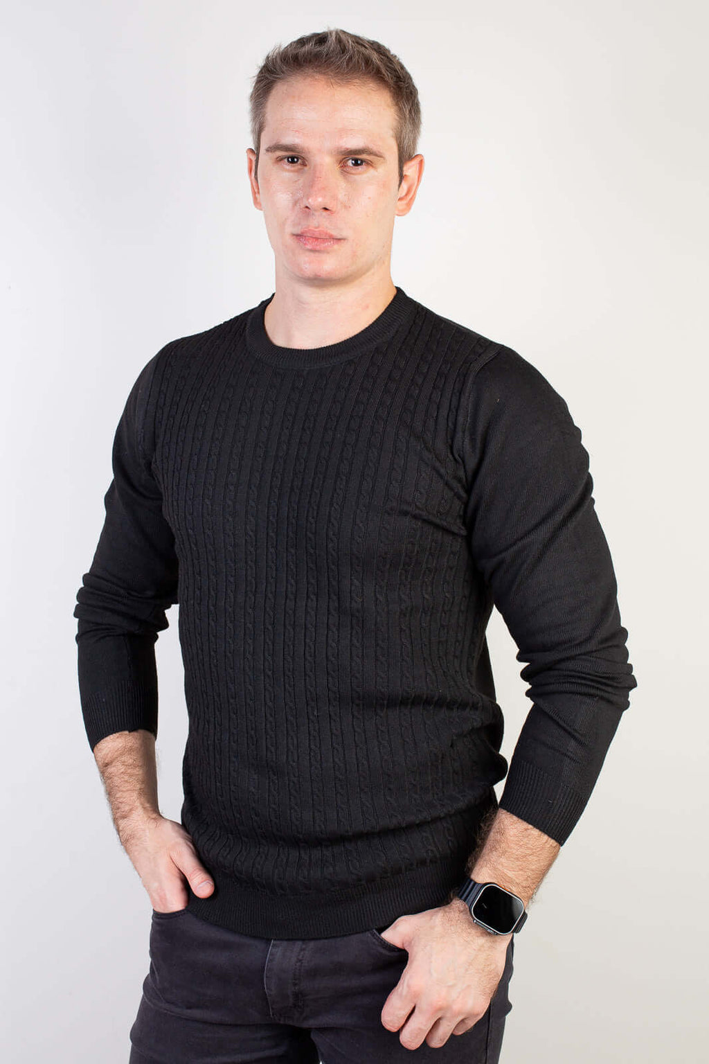 Blusa de malha masculina gola redonda 90184 - Enluaze