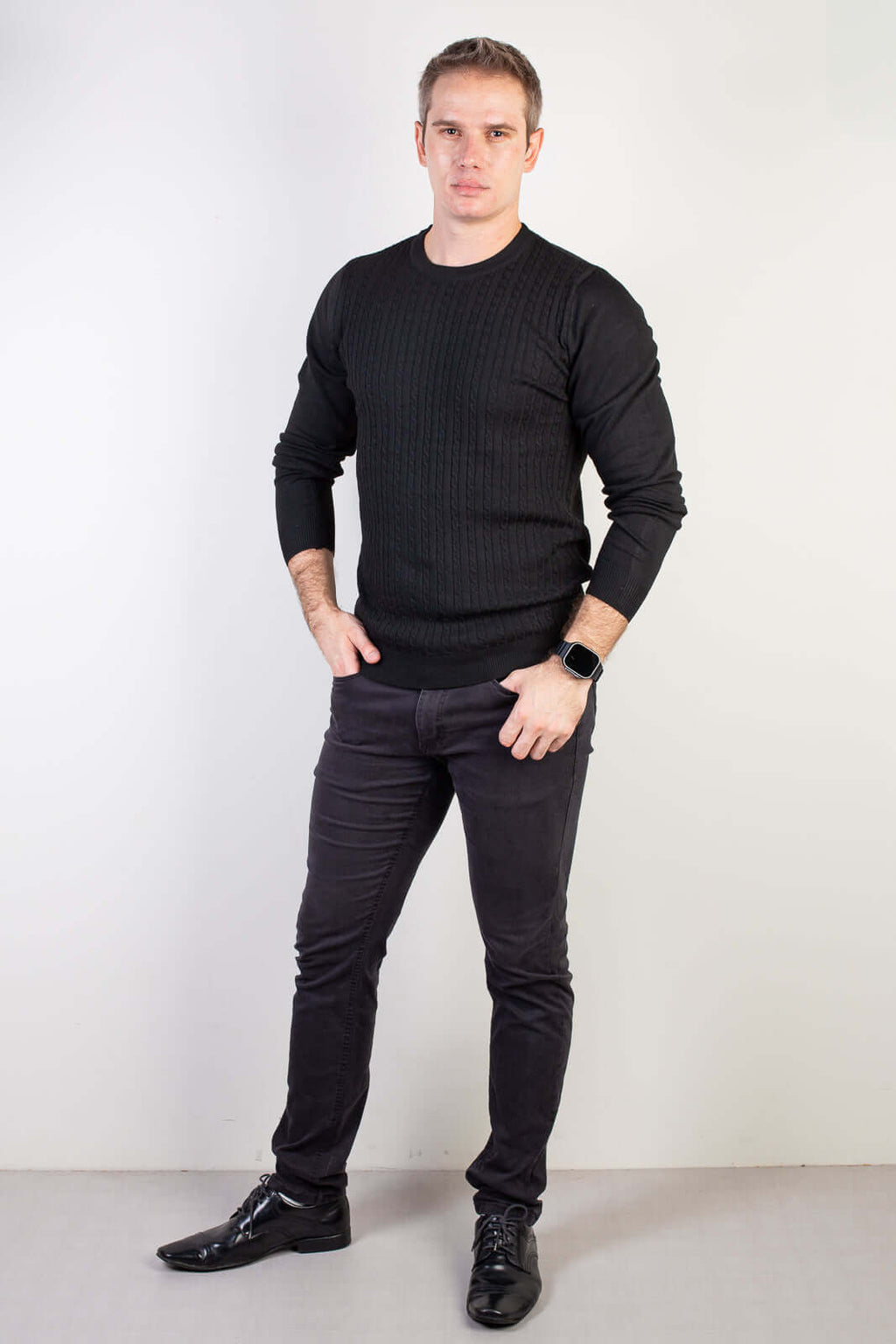 Blusa de malha masculina gola redonda 90184 - Enluaze