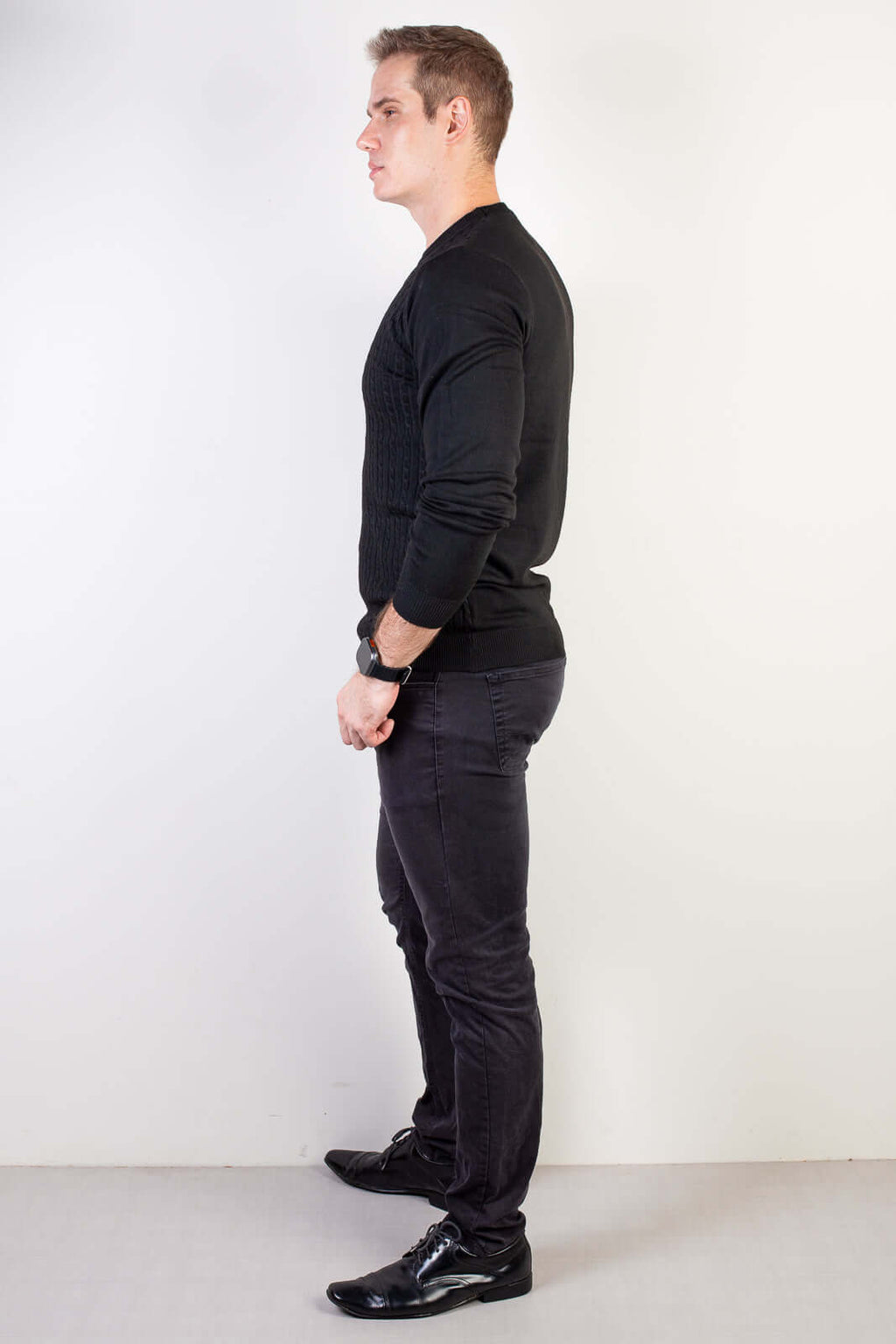 Blusa de malha masculina gola redonda 90184 - Enluaze