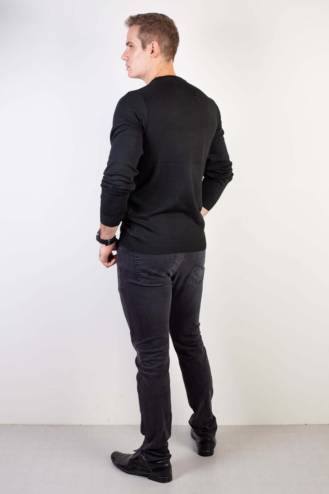 Blusa de malha masculina gola redonda 90184 - Enluaze