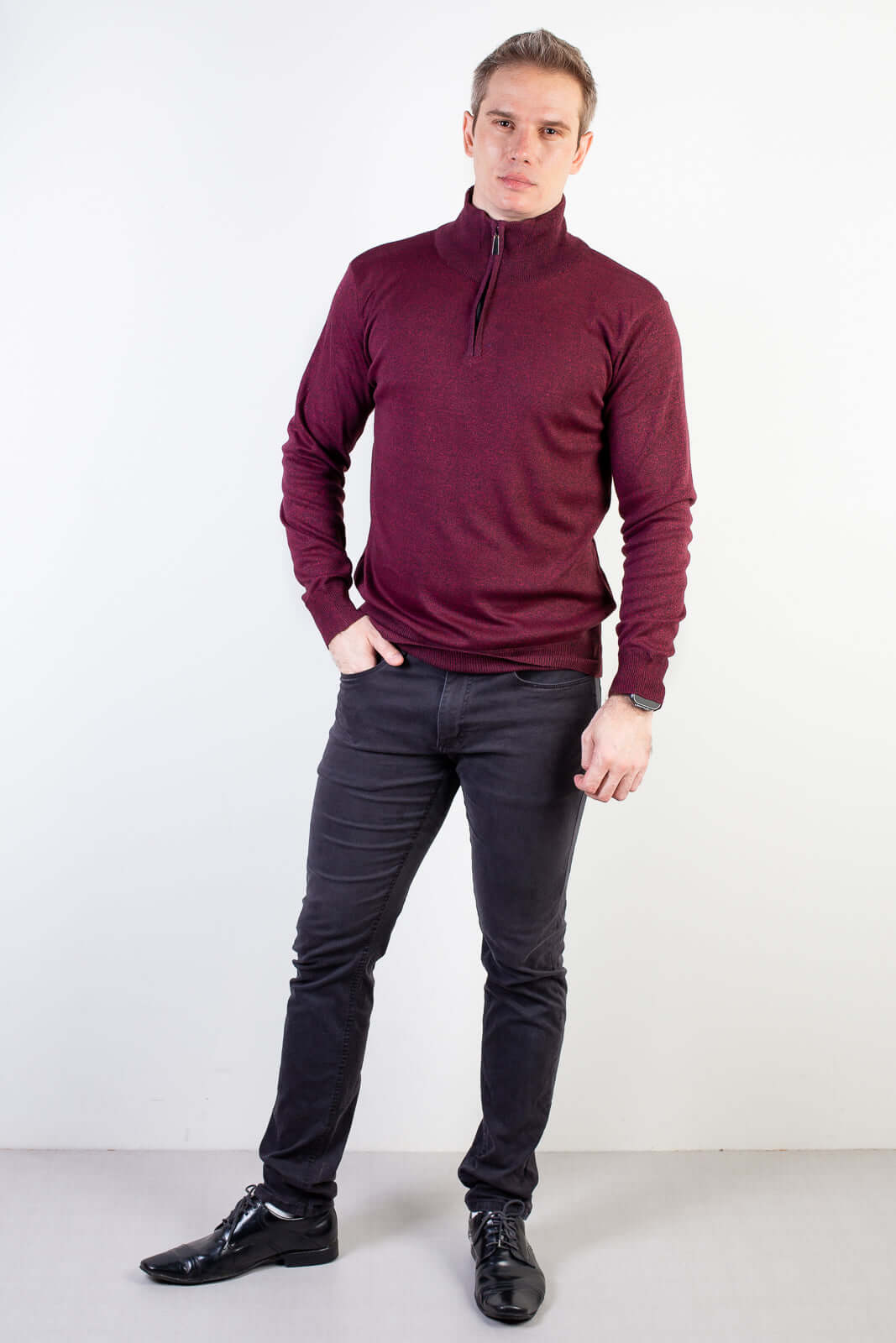 Blusa masculina gola com zíper 90207 - Enluaze