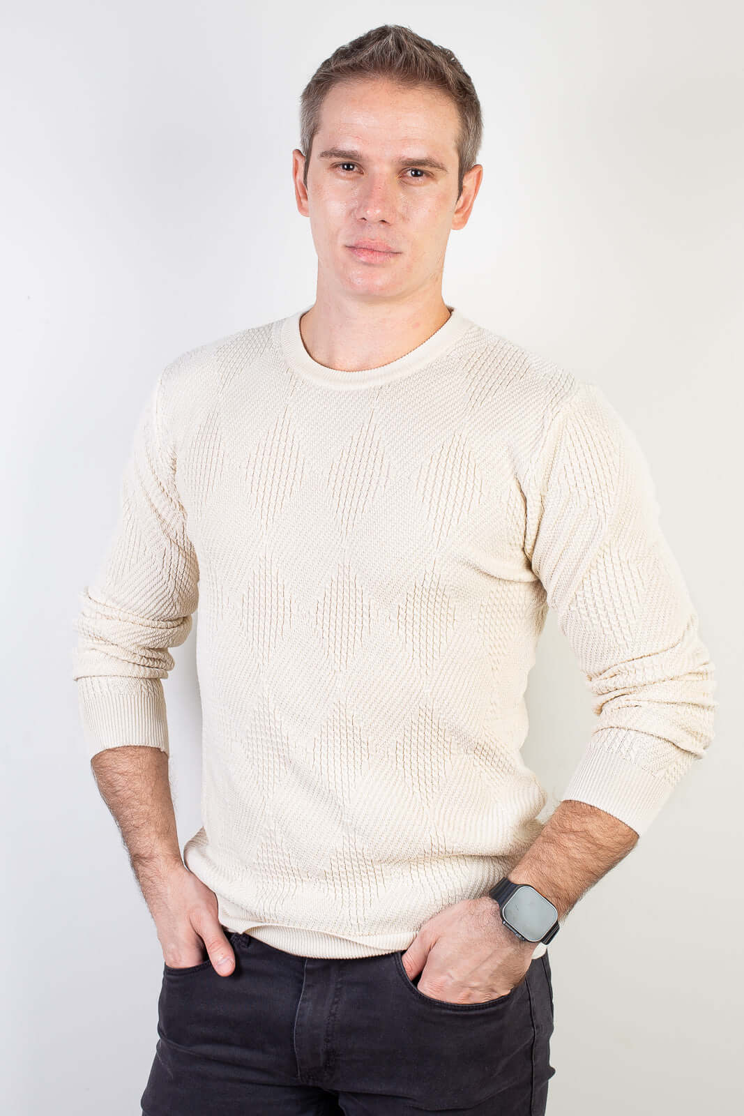 Blusa masculina trabalhada gola redonda 90216 - Enluaze