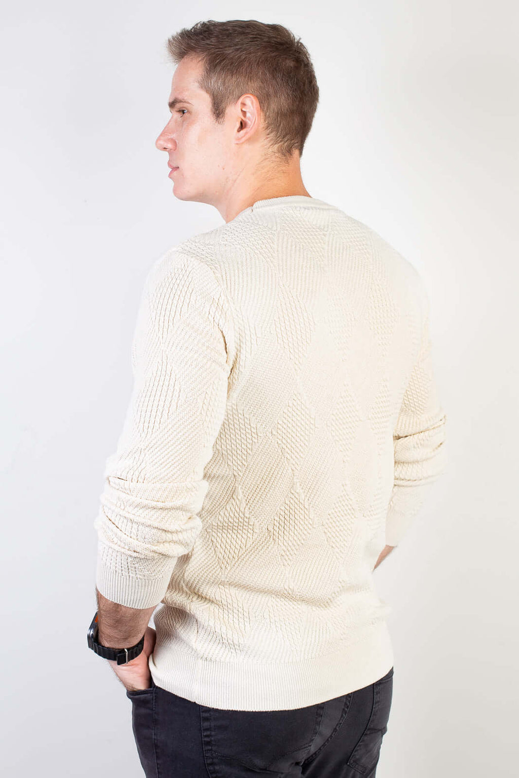 Blusa masculina trabalhada gola redonda 90216 - Enluaze