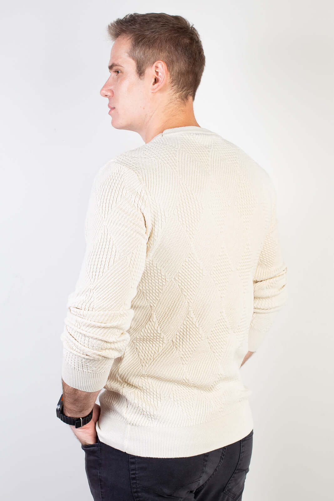 Blusa masculina trabalhada gola redonda 90216 - Enluaze