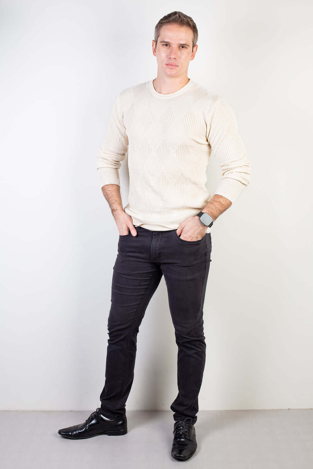 Blusa masculina trabalhada gola redonda 90216 - Enluaze