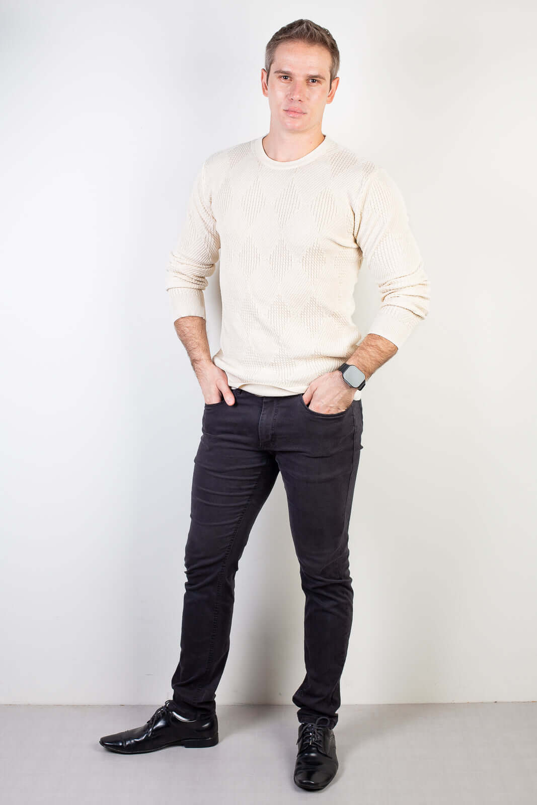 Blusa masculina trabalhada gola redonda 90216 - Enluaze