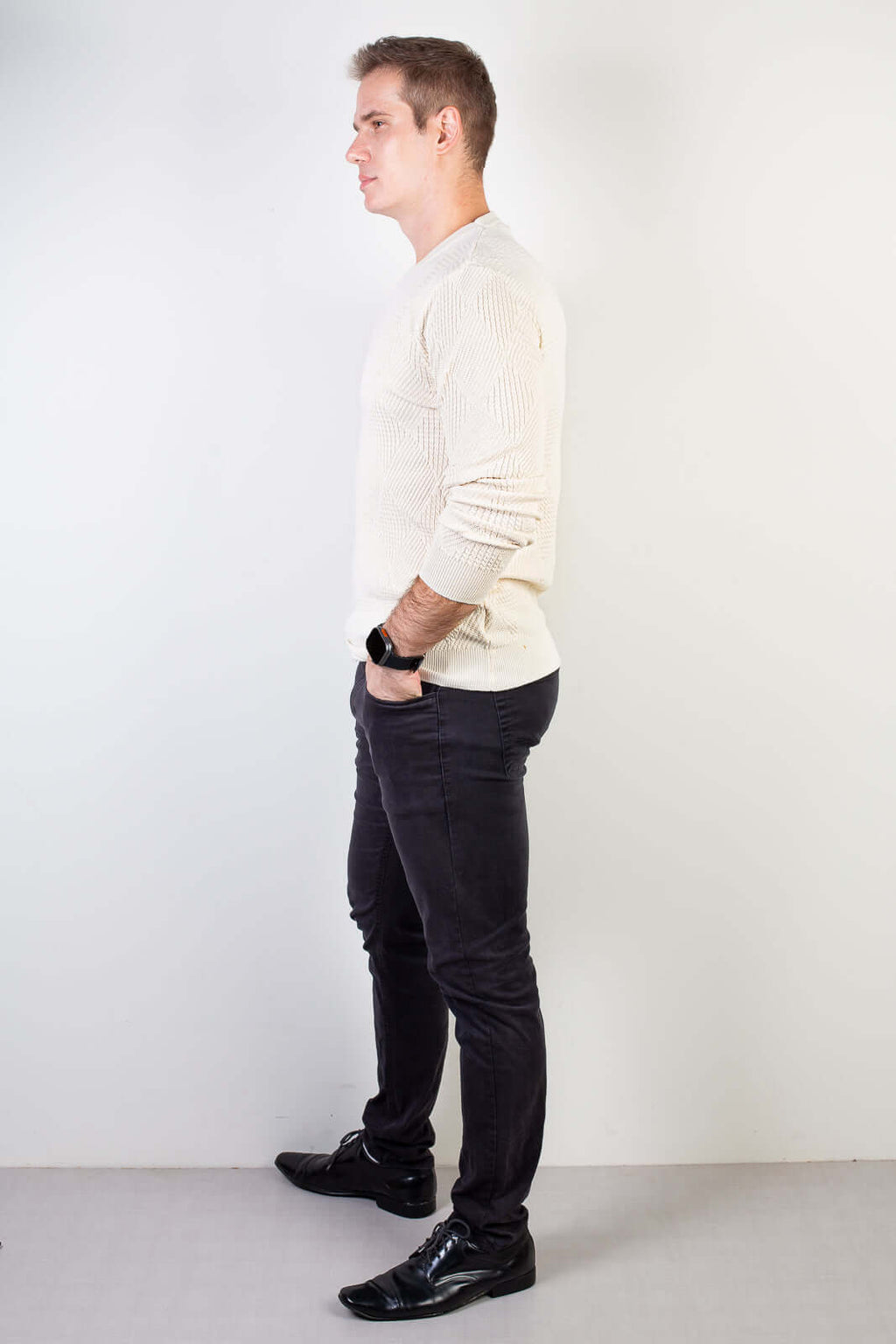 Blusa masculina trabalhada gola redonda 90216 - Enluaze