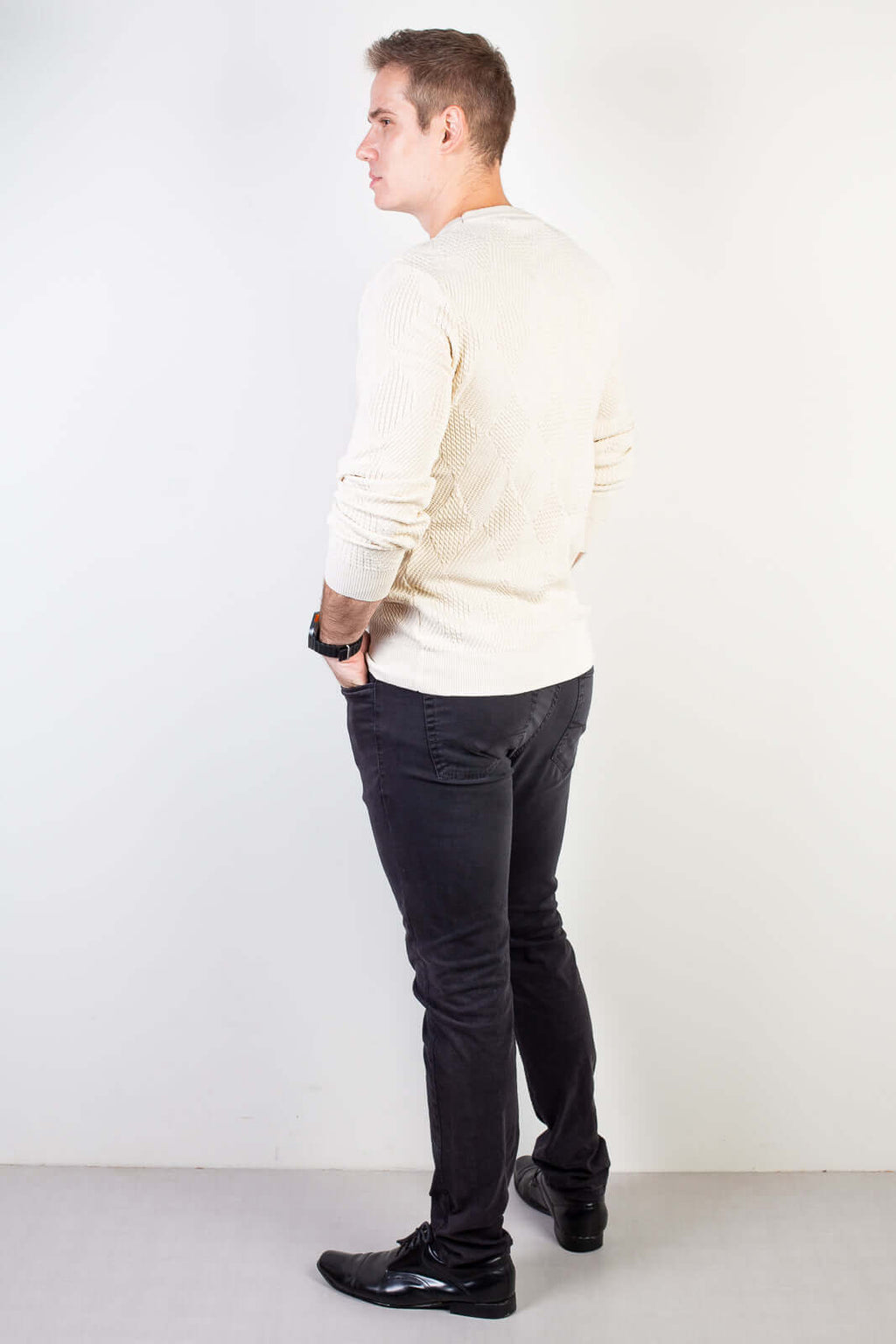 Blusa masculina trabalhada gola redonda 90216 - Enluaze