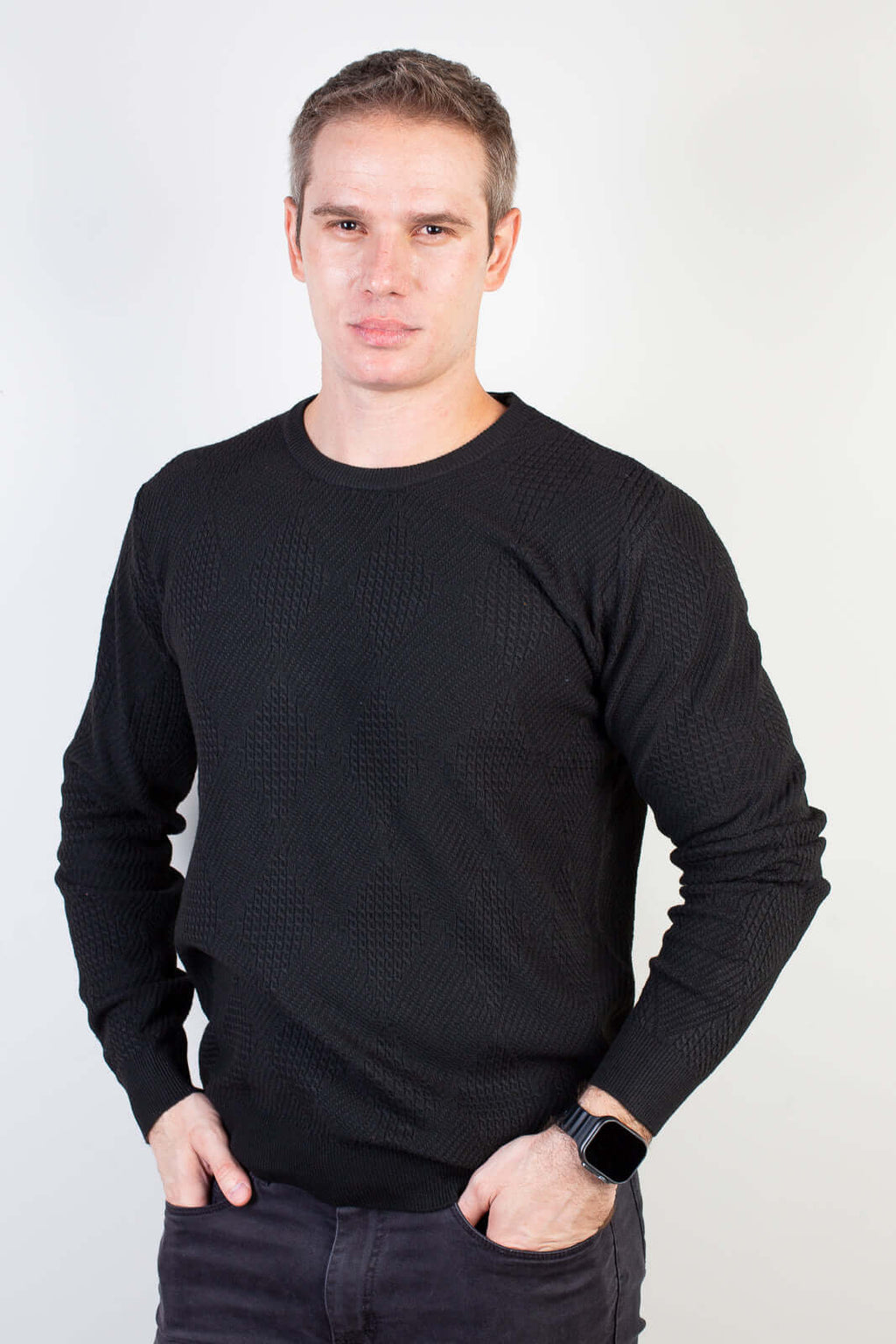 Blusa masculina trabalhada gola redonda 90216 - Enluaze