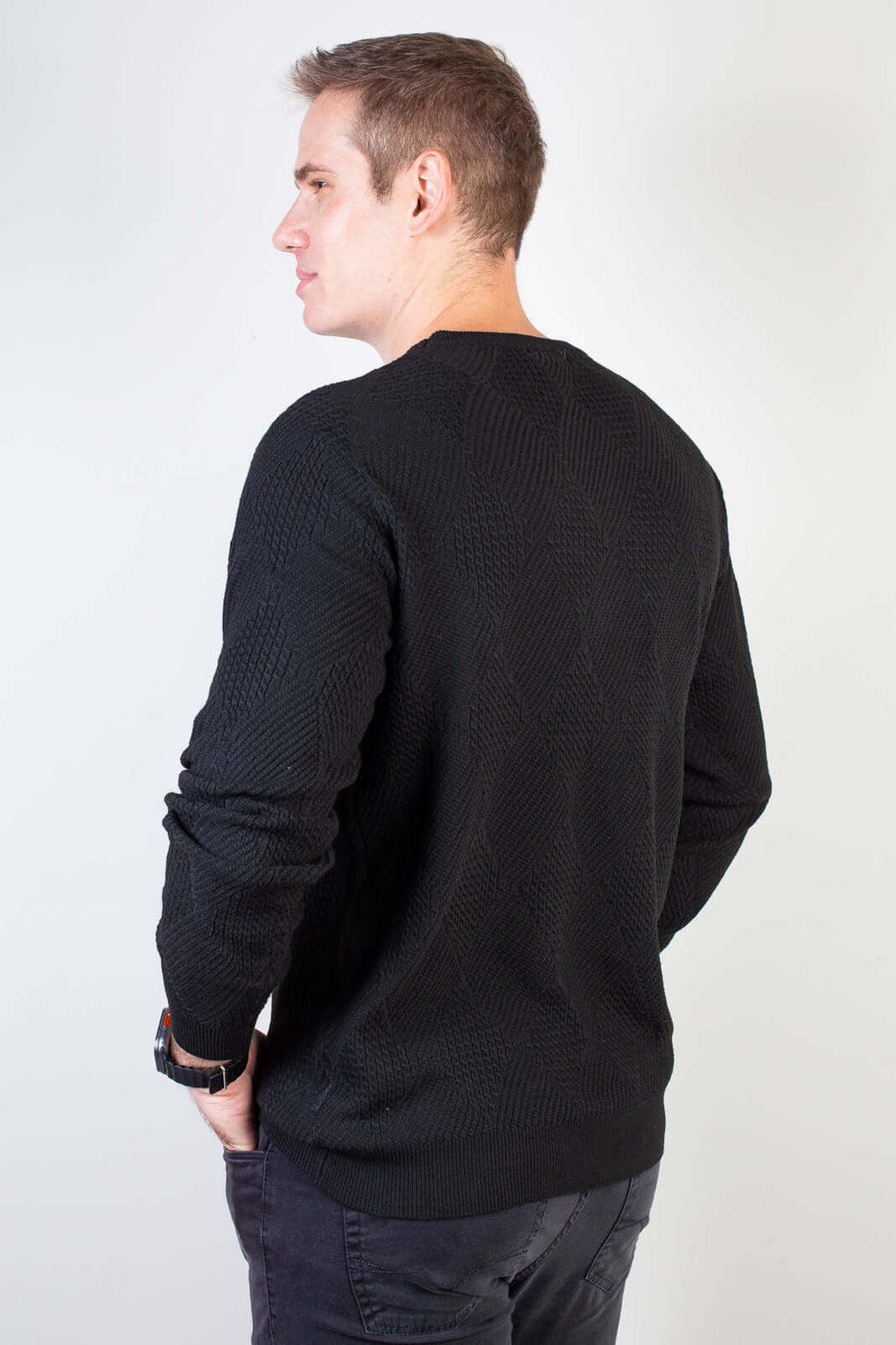 Blusa masculina trabalhada gola redonda 90216 - Enluaze