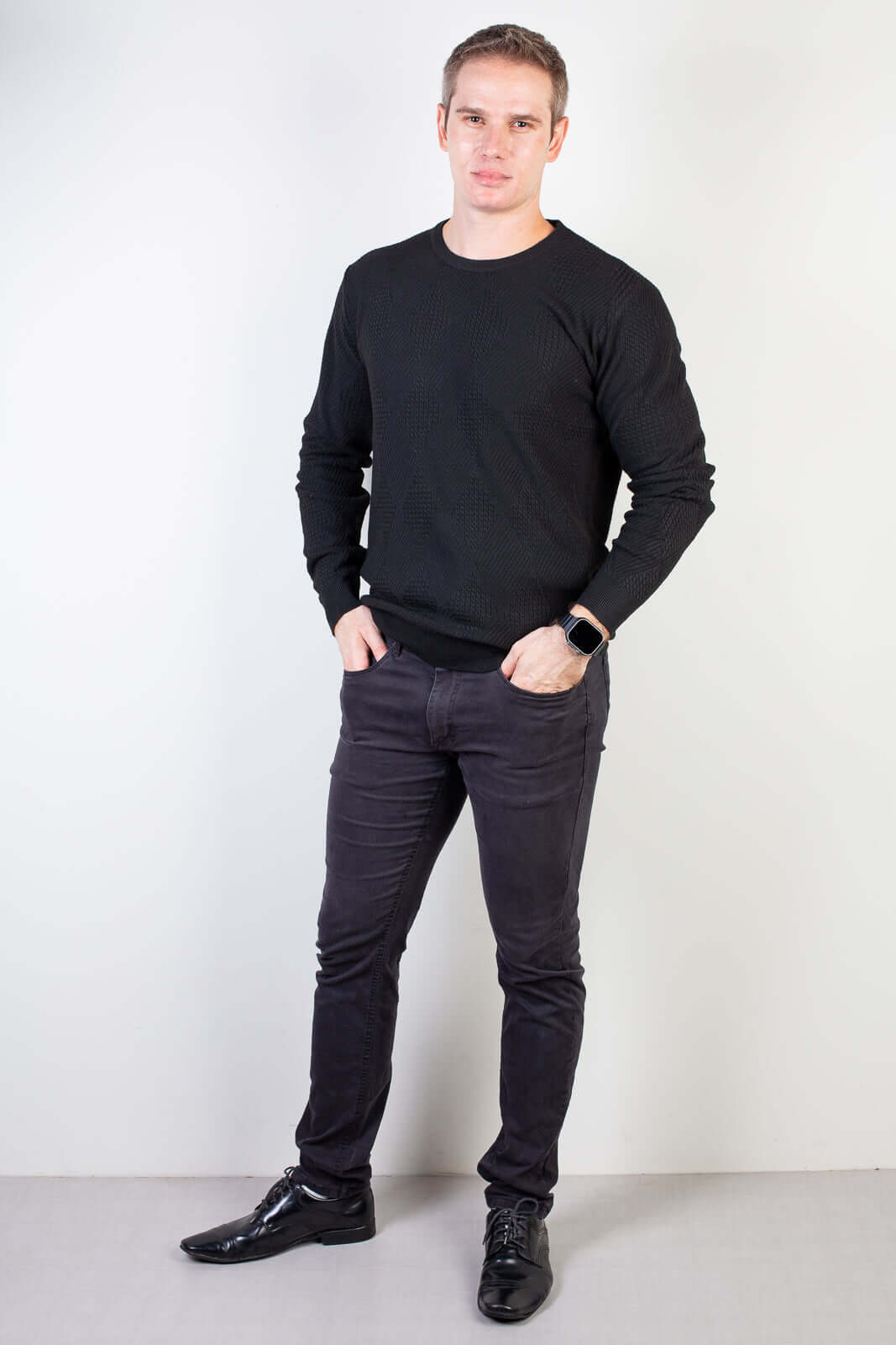 Blusa masculina trabalhada gola redonda 90216 - Enluaze