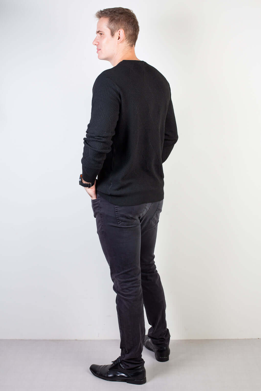 Blusa masculina trabalhada gola redonda 90216 - Enluaze