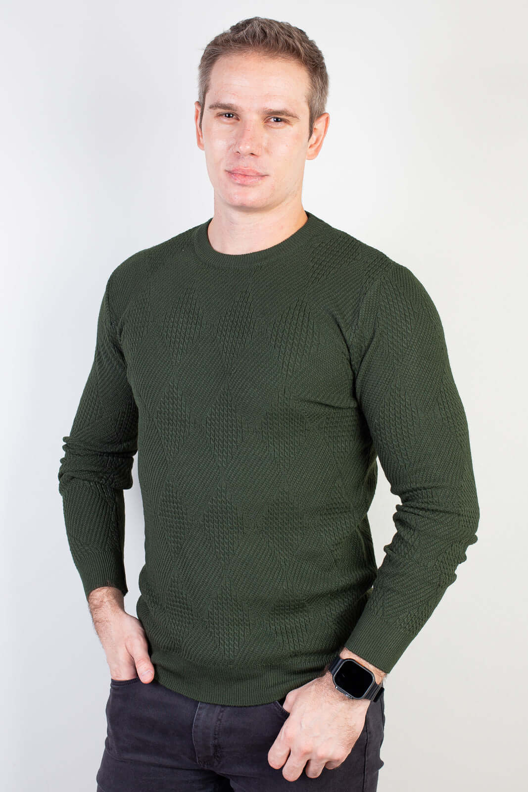 Blusa masculina trabalhada gola redonda 90216 - Enluaze