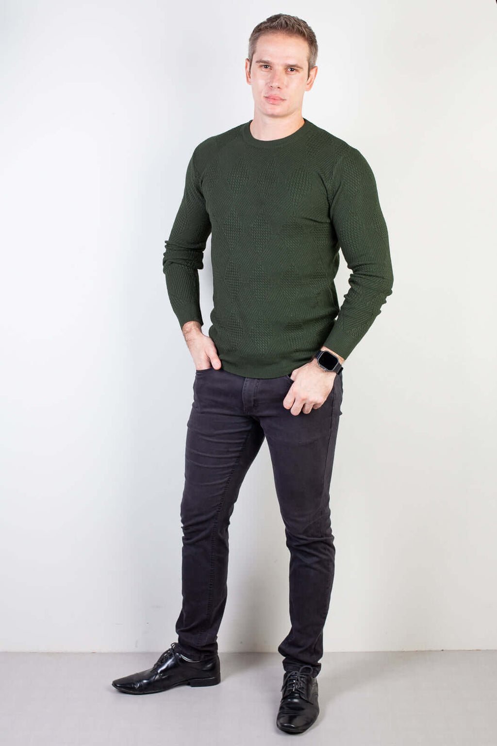 Blusa masculina trabalhada gola redonda 90216 - Enluaze