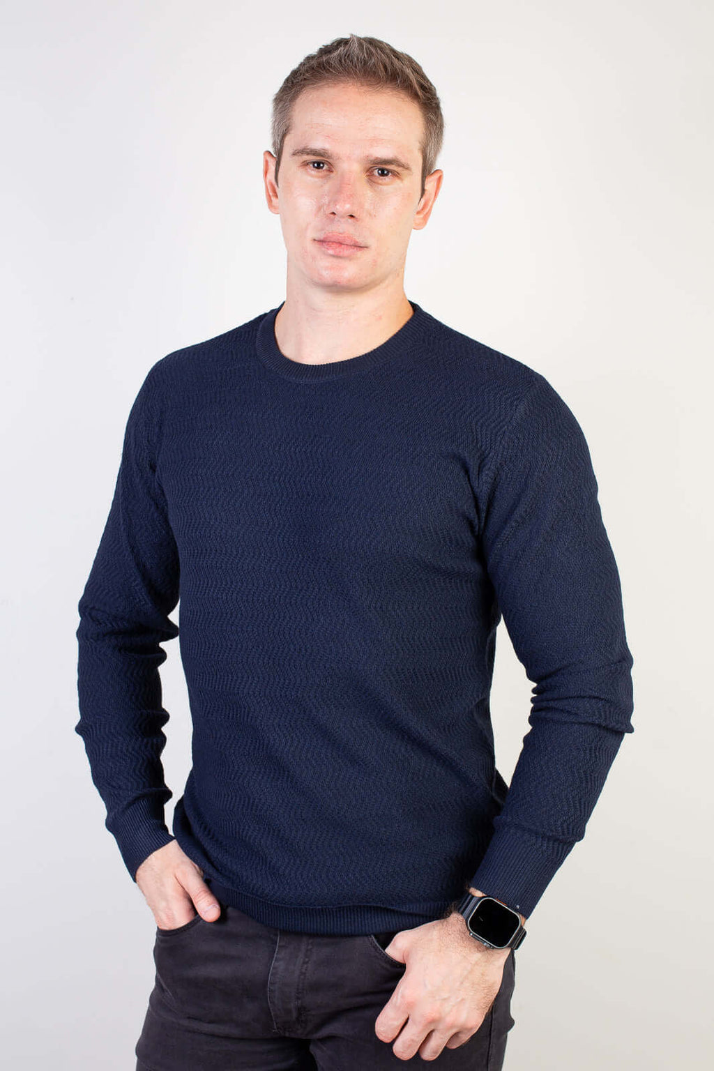 Blusa suéter masculina gola redonda 90217 - Enluaze